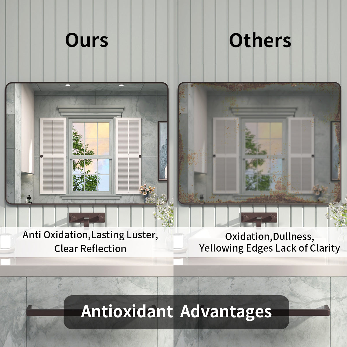 FMNP Taimei 48 in. W x 36 in. H Rectangular Framed Wall Bathroom Vanity Mirror