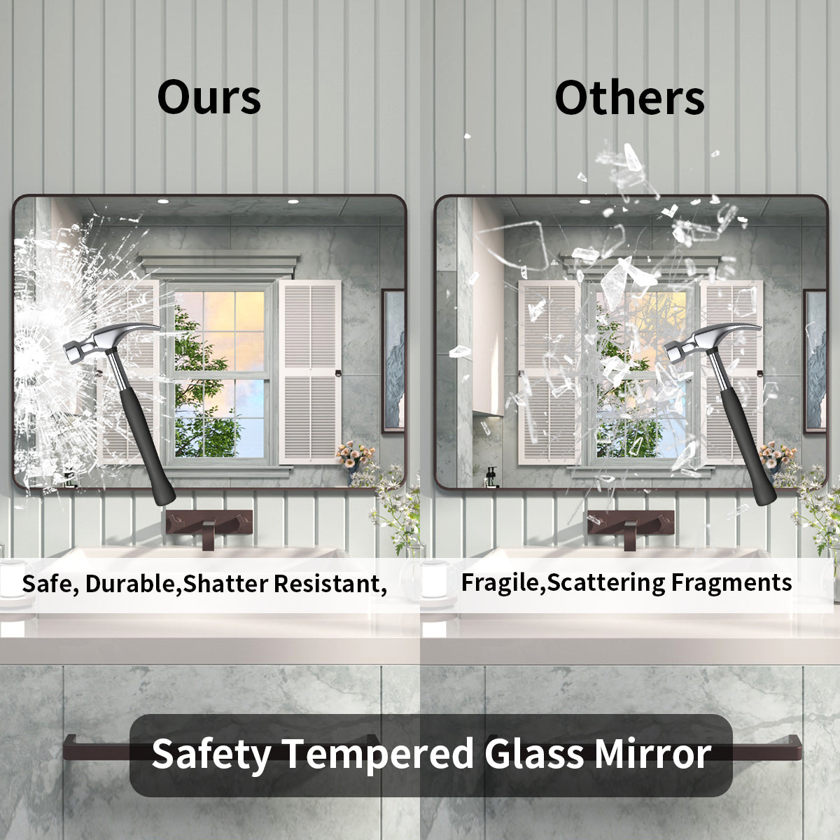 FMNP Taimei 48 in. W x 36 in. H Rectangular Framed Wall Bathroom Vanity Mirror