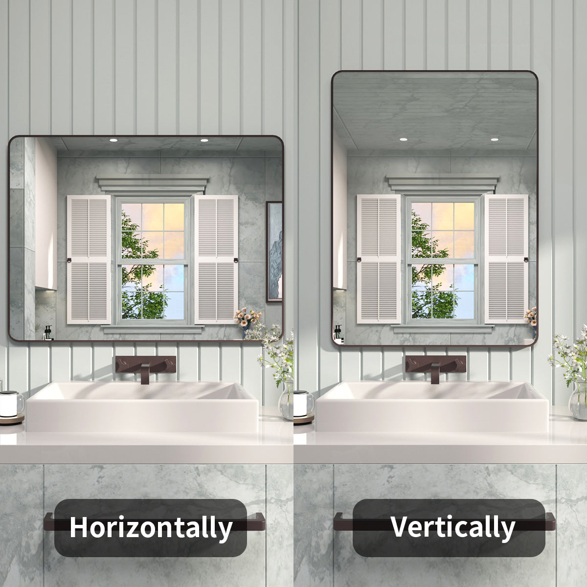 FMNP Taimei 48 in. W x 36 in. H Rectangular Framed Wall Bathroom Vanity Mirror