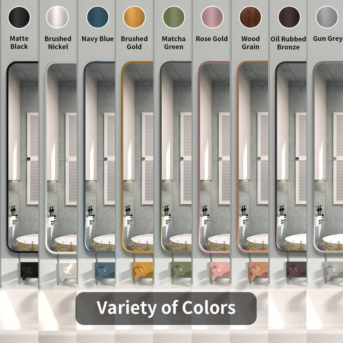 FMNP Taimei 48 in. W x 36 in. H Rectangular Framed Wall Bathroom Vanity Mirror