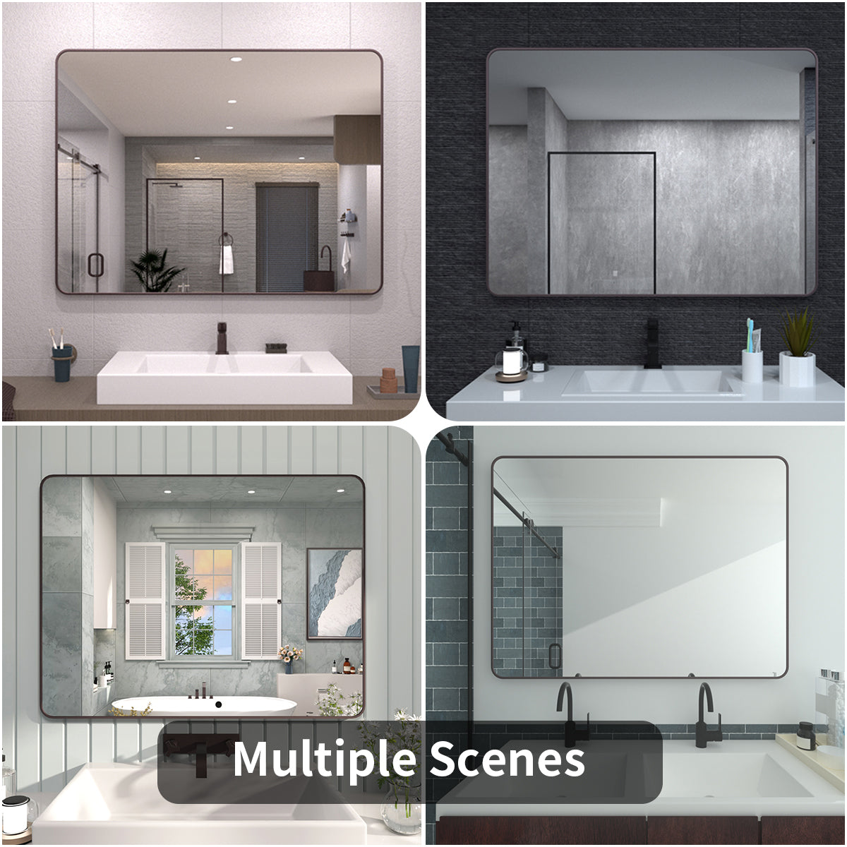 FMNP Taimei 48 in. W x 36 in. H Rectangular Framed Wall Bathroom Vanity Mirror