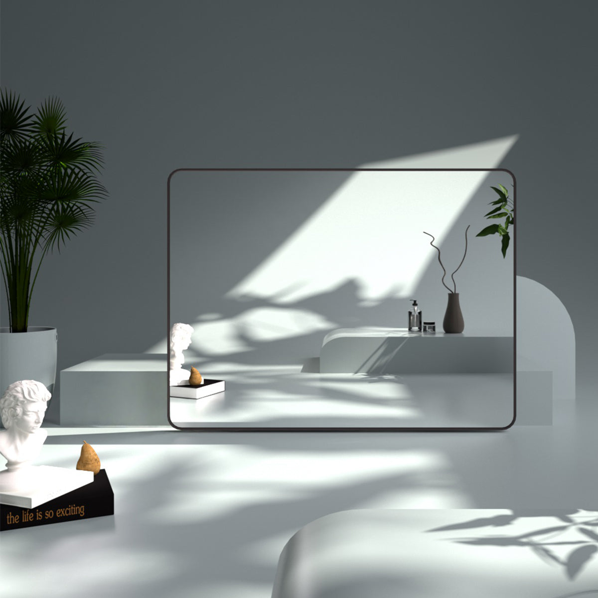 FMNP Taimei 48 in. W x 36 in. H Rectangular Framed Wall Bathroom Vanity Mirror