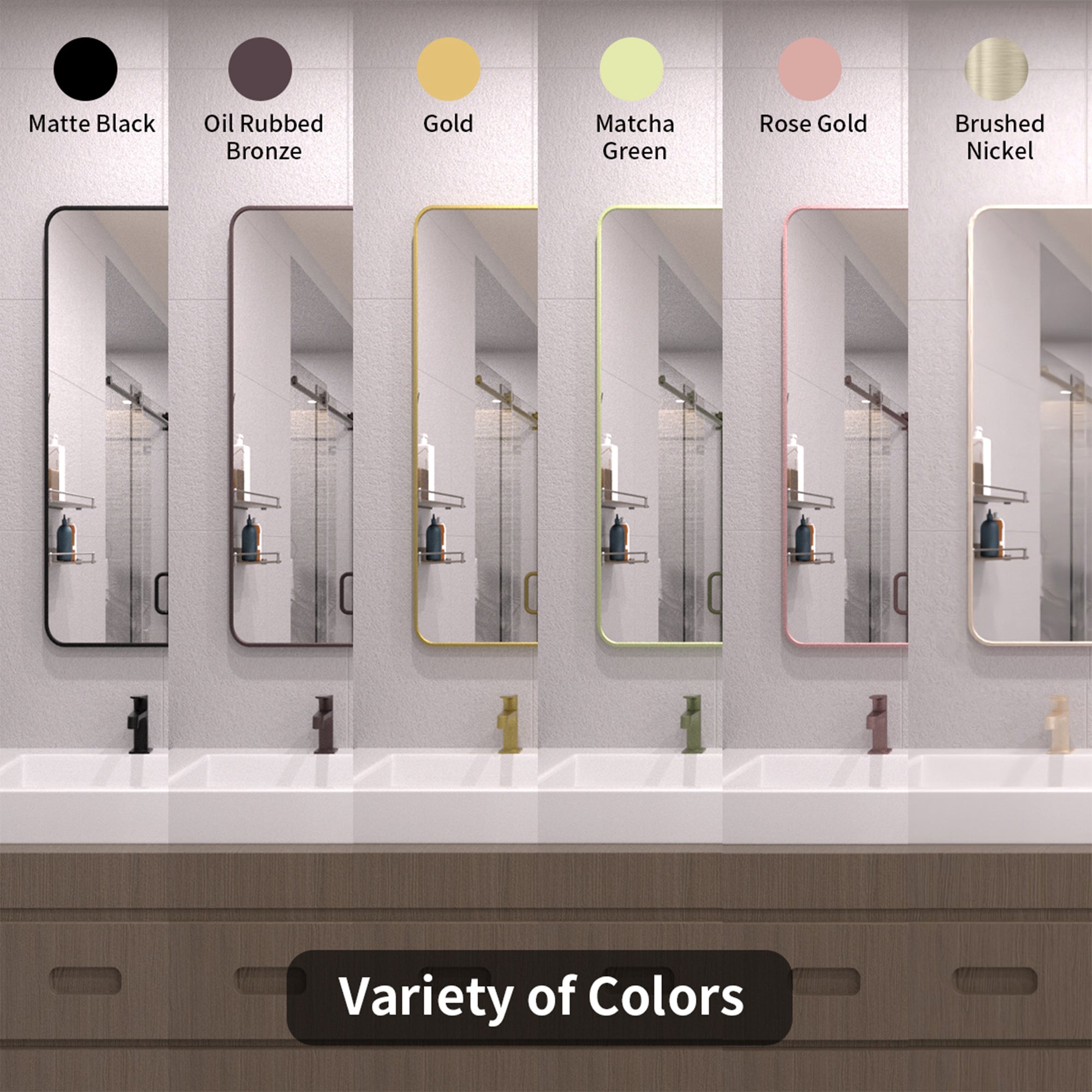 TaiMei 24 in. W x 36 in. H Vertical / Horizontal Rectangular Aluminum Framed Wall Mirror