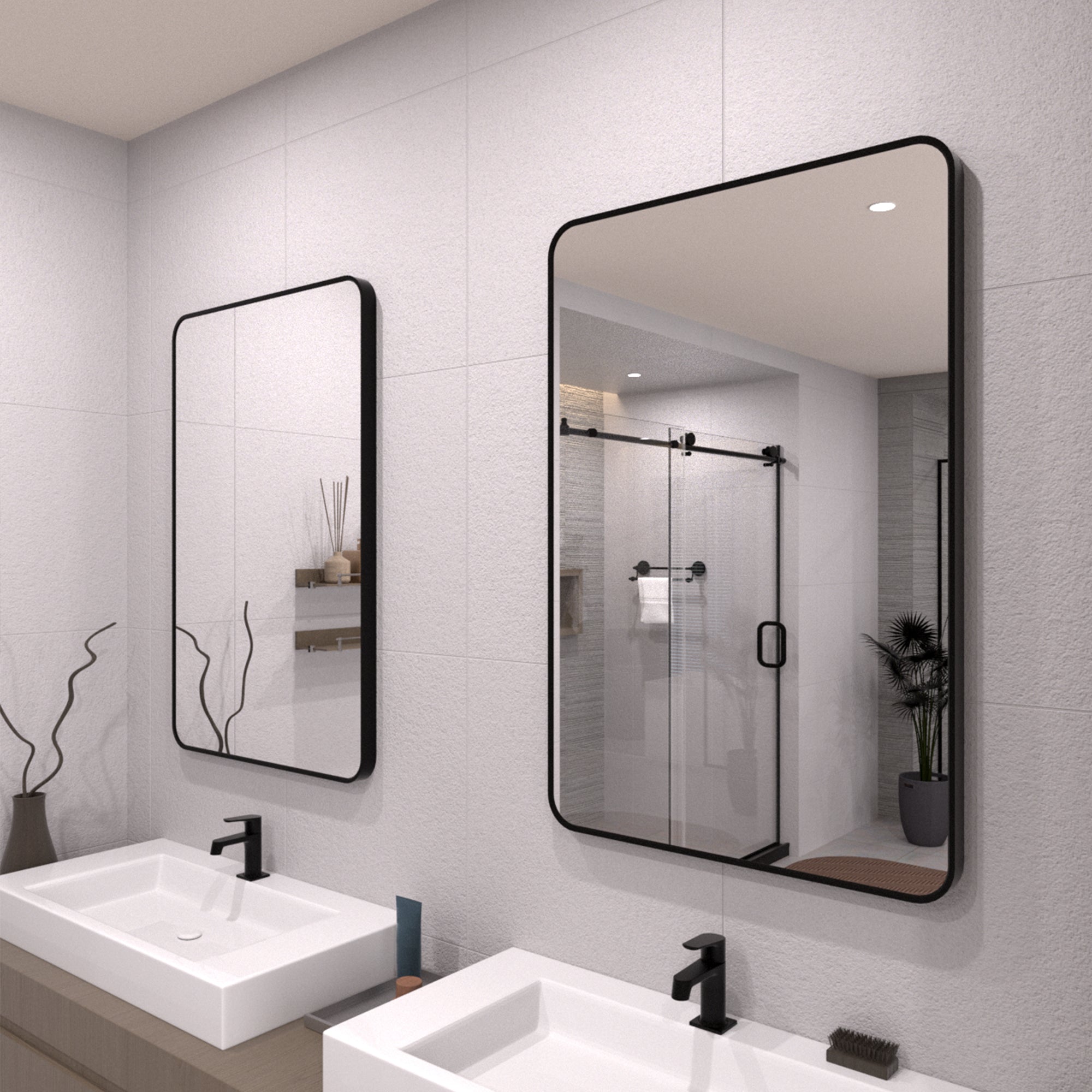 TaiMei 24 in. W x 36 in. H Vertical / Horizontal Rectangular Aluminum Framed Wall Mirror