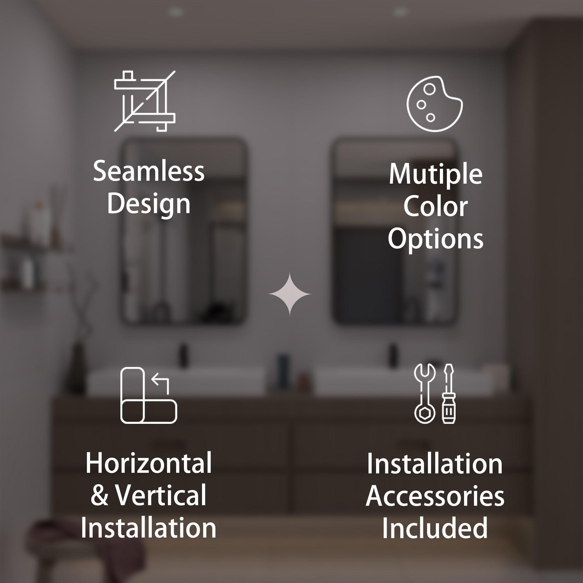 TaiMei 24 in. W x 36 in. H Vertical / Horizontal Rectangular Aluminum Framed Wall Mirror