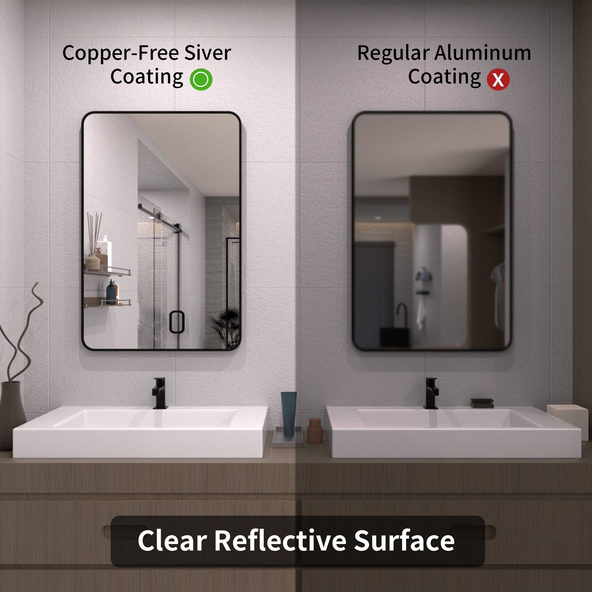 TaiMei 24 in. W x 36 in. H Vertical / Horizontal Rectangular Aluminum Framed Wall Mirror