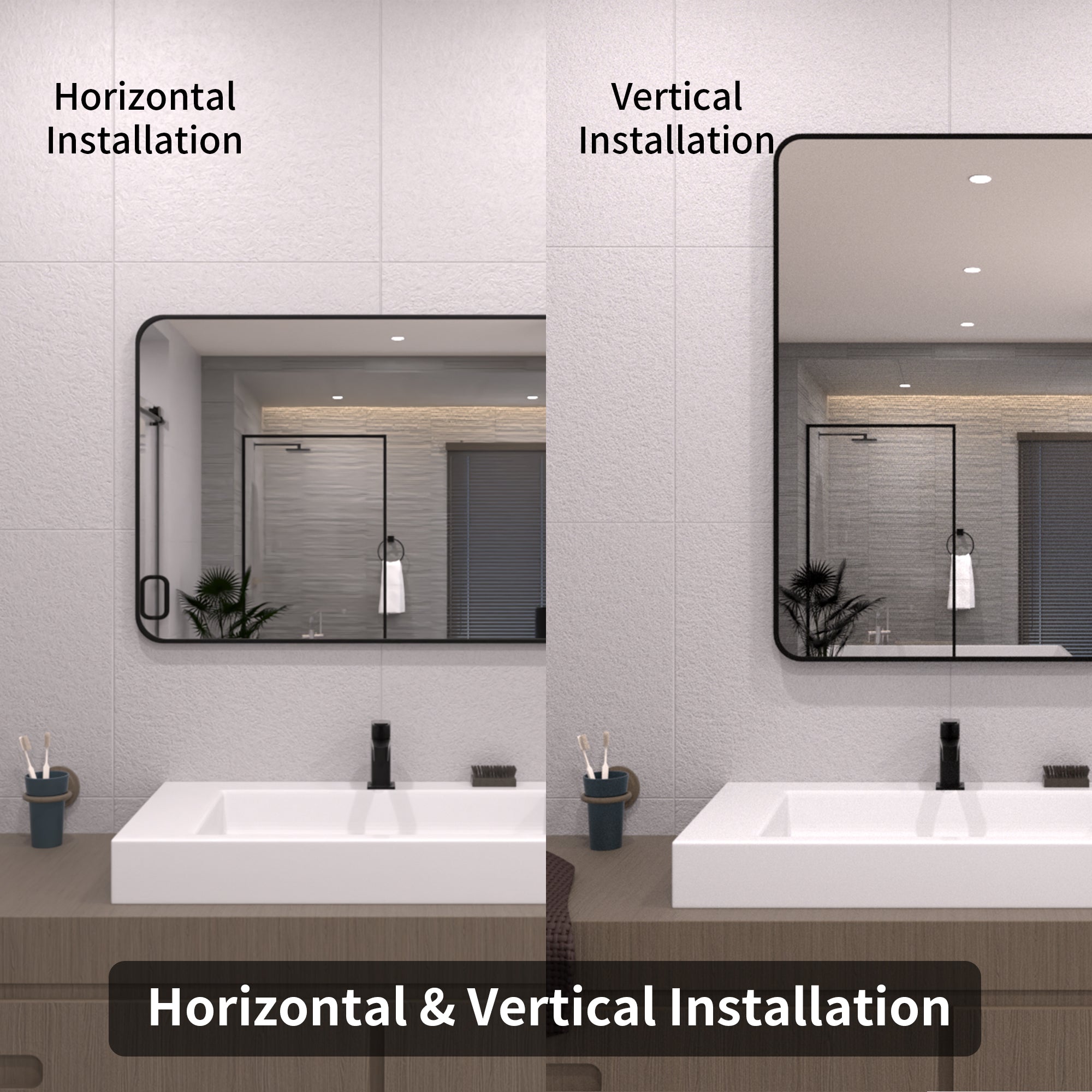 TaiMei 24 in. W x 36 in. H Vertical / Horizontal Rectangular Aluminum Framed Wall Mirror