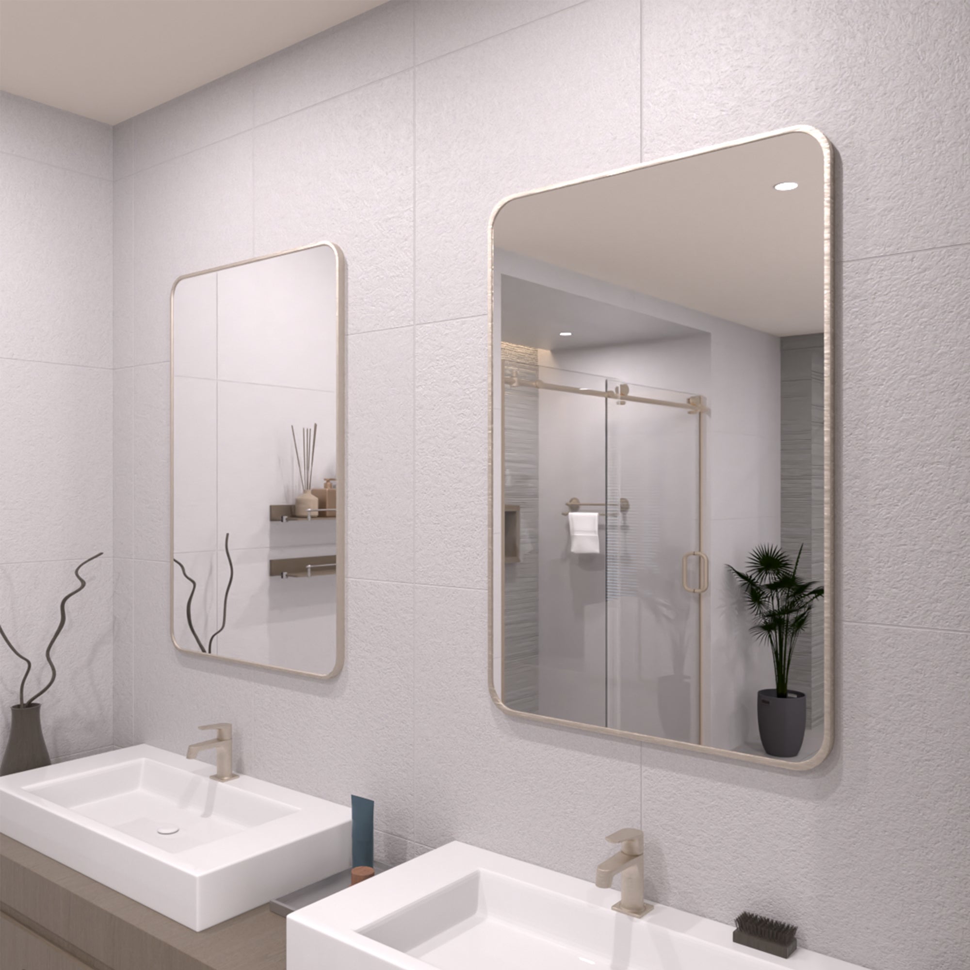 TaiMei 24 in. W x 36 in. H Vertical / Horizontal Rectangular Aluminum Framed Wall Mirror