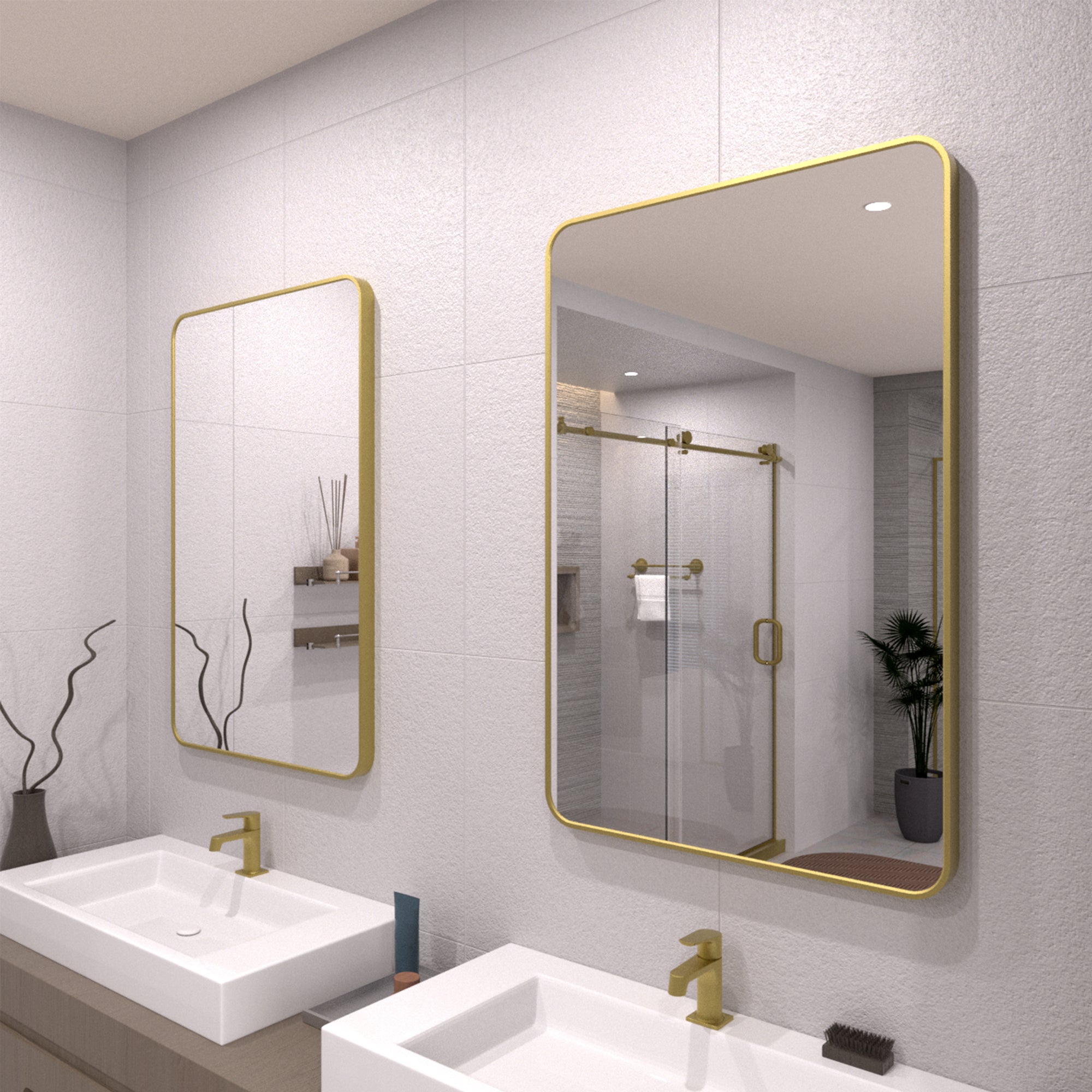 TaiMei 24 in. W x 36 in. H Vertical / Horizontal Rectangular Aluminum Framed Wall Mirror