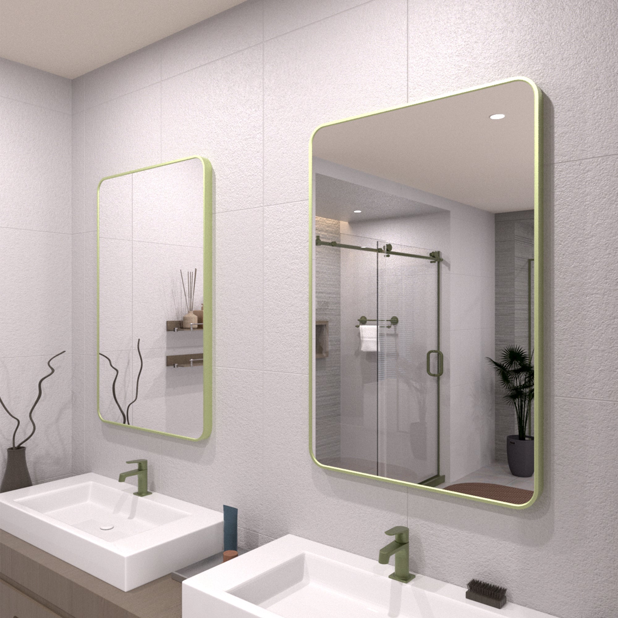 TaiMei 24 in. W x 36 in. H Vertical / Horizontal Rectangular Aluminum Framed Wall Mirror