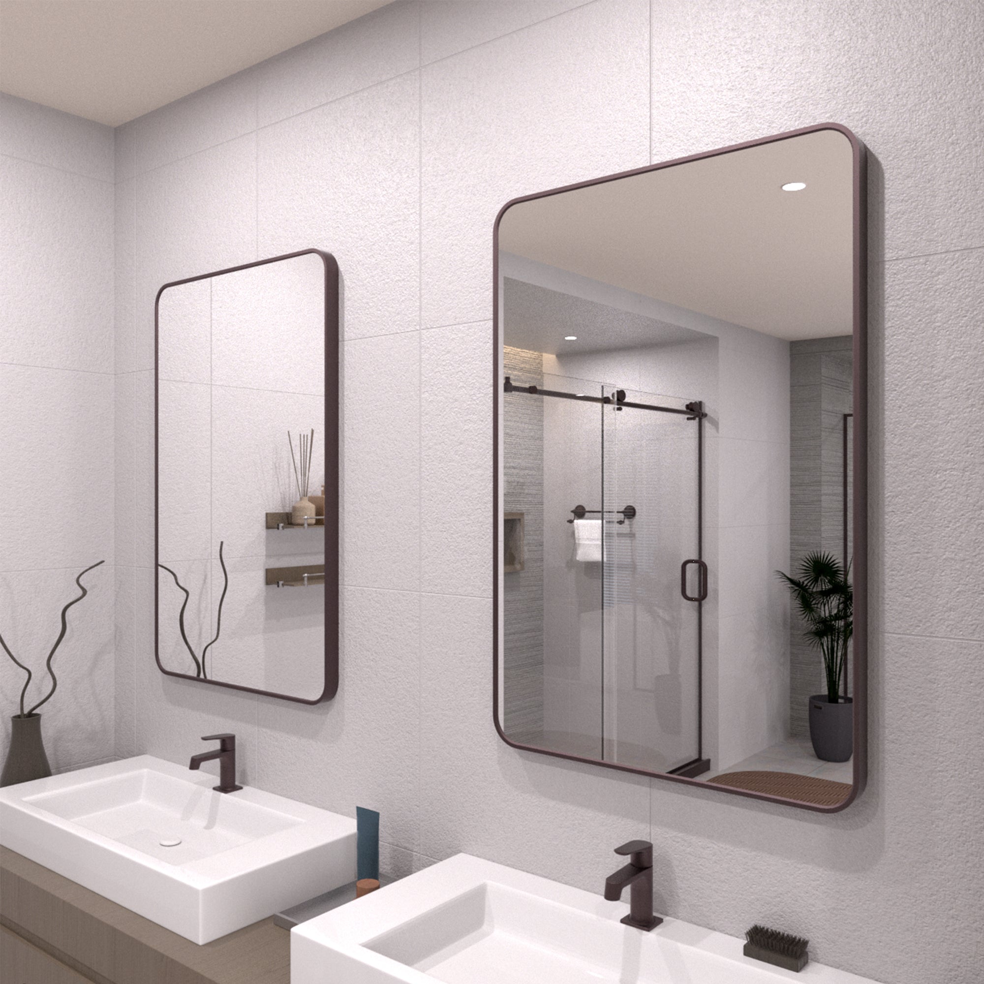 TaiMei 24 in. W x 36 in. H Vertical / Horizontal Rectangular Aluminum Framed Wall Mirror