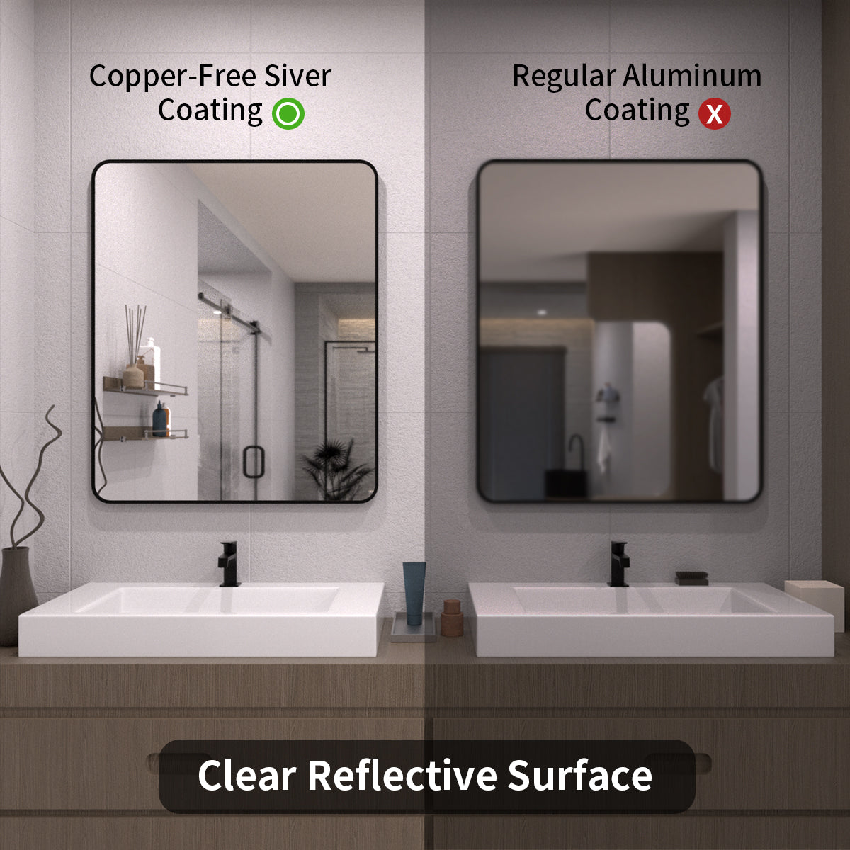 TaiMei 30 in. W x 36 in. H Vertical / Horizontal Rectangular Aluminum Framed Wall Mirror