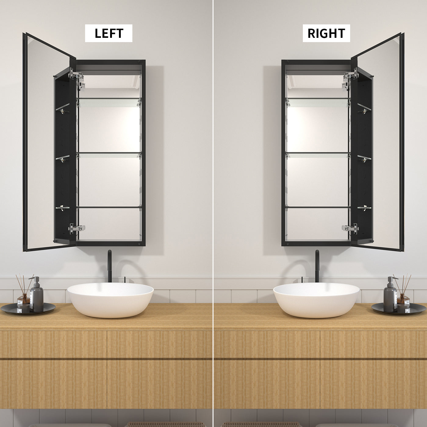 TaiMei 15 in. x 36 in. Frameless Recessed or Surface-Mount Beveled Single Mirror Bathroom Medicine Cabinet