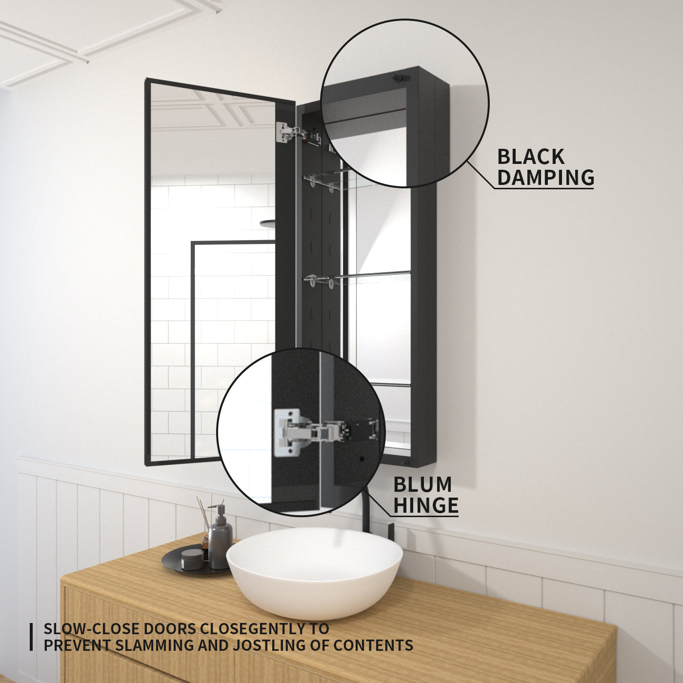 TaiMei 15 in. x 36 in. Frameless Recessed or Surface-Mount Beveled Single Mirror Bathroom Medicine Cabinet