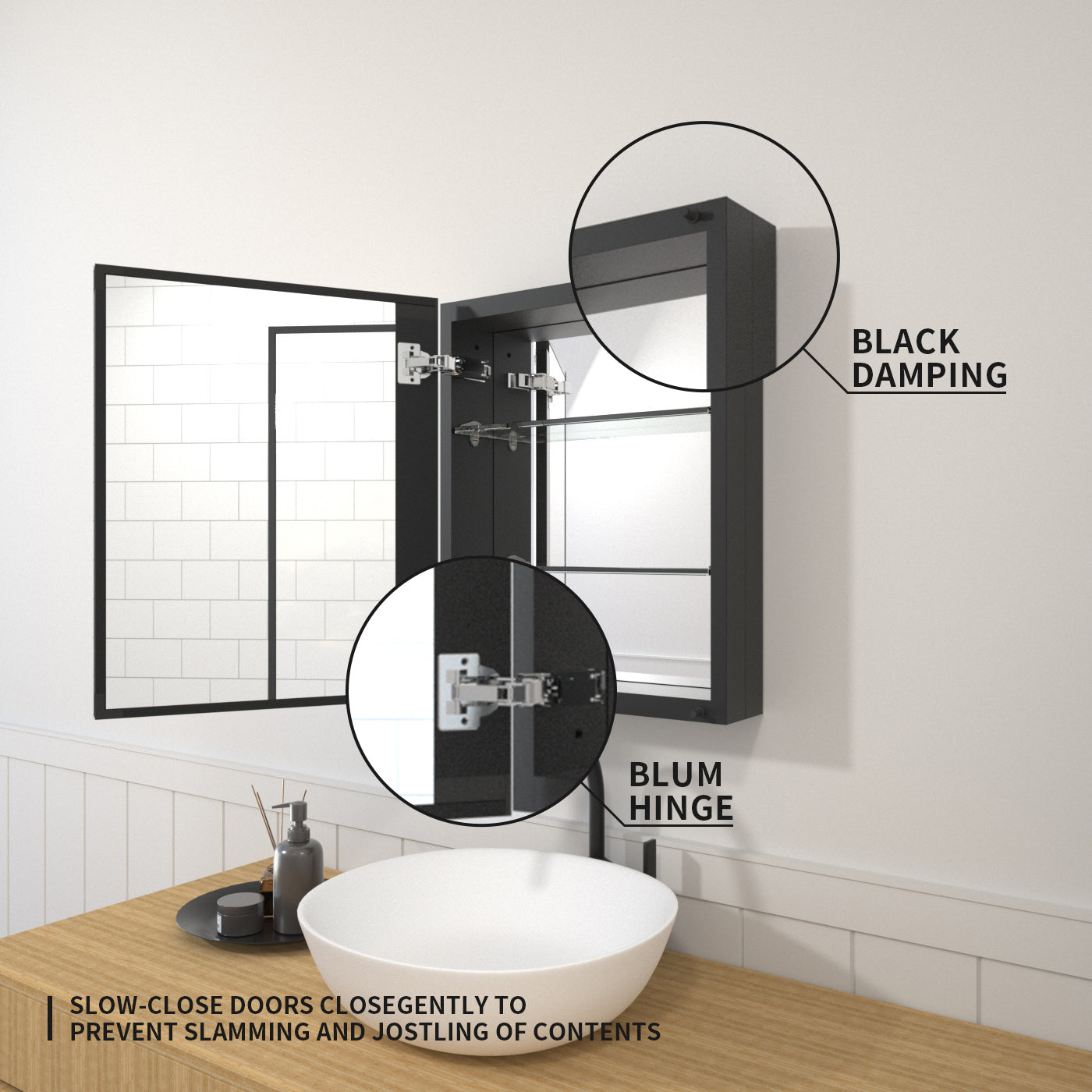TaiMei 16 in. x 20 in. Frameless Recessed or Surface-Mount Beveled Single Mirror Bathroom Medicine Cabinet