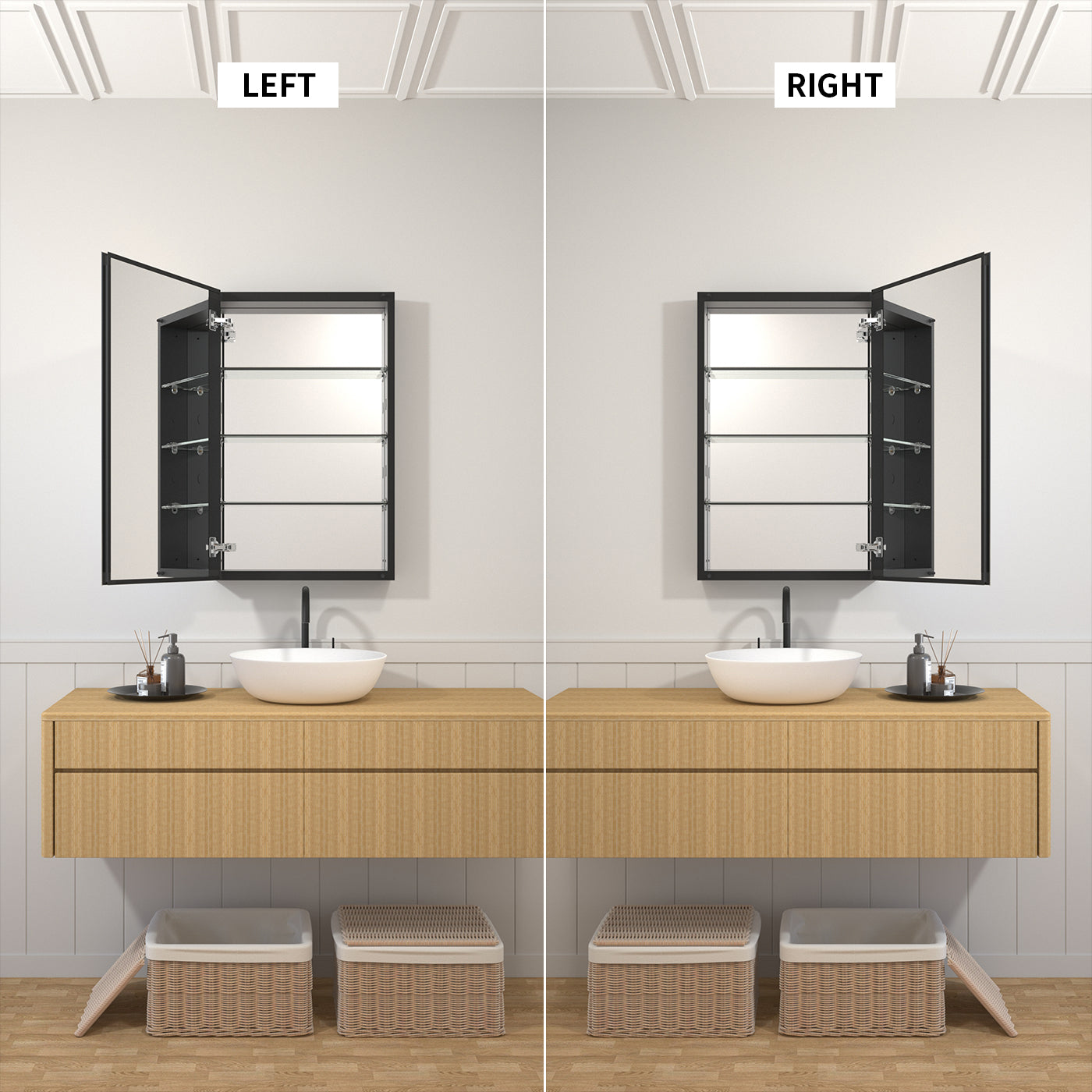 TaiMei 19 in. x 30 in. Frameless Recessed or Surface-Mount Beveled Single Mirror Bathroom Medicine Cabinet