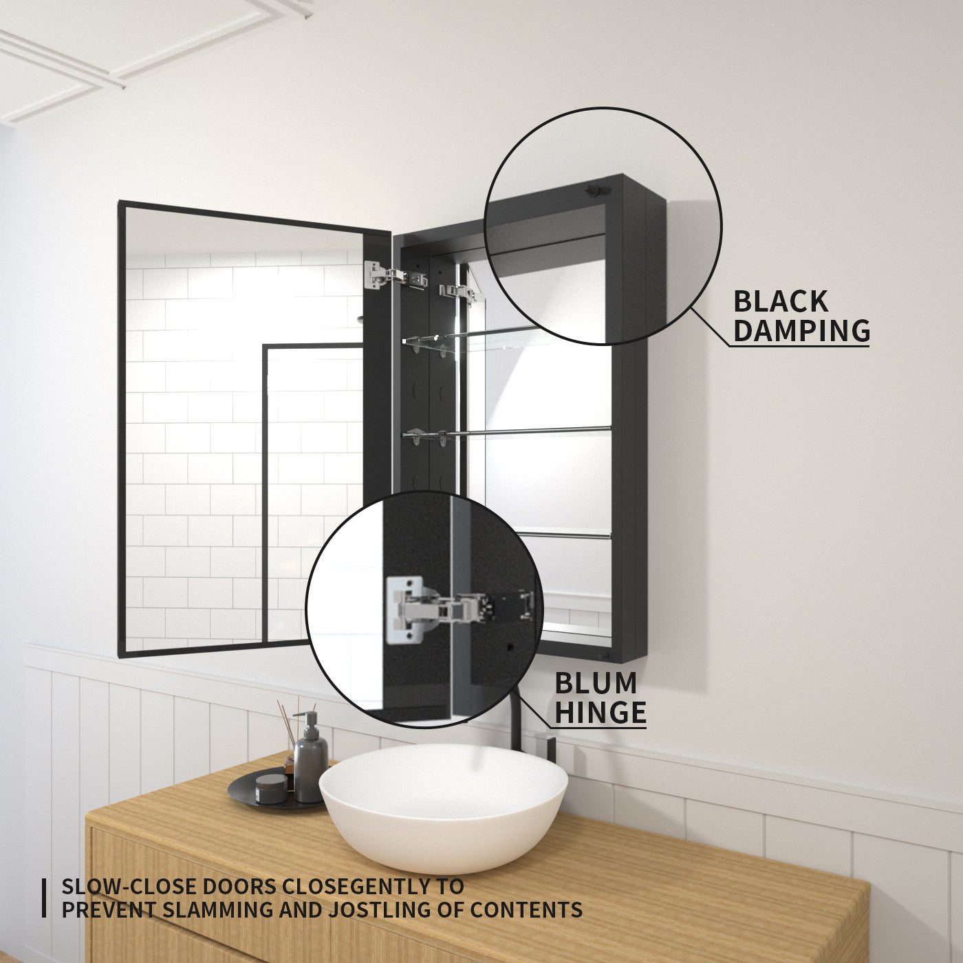 TaiMei 19 in. x 30 in. Frameless Recessed or Surface-Mount Beveled Single Mirror Bathroom Medicine Cabinet