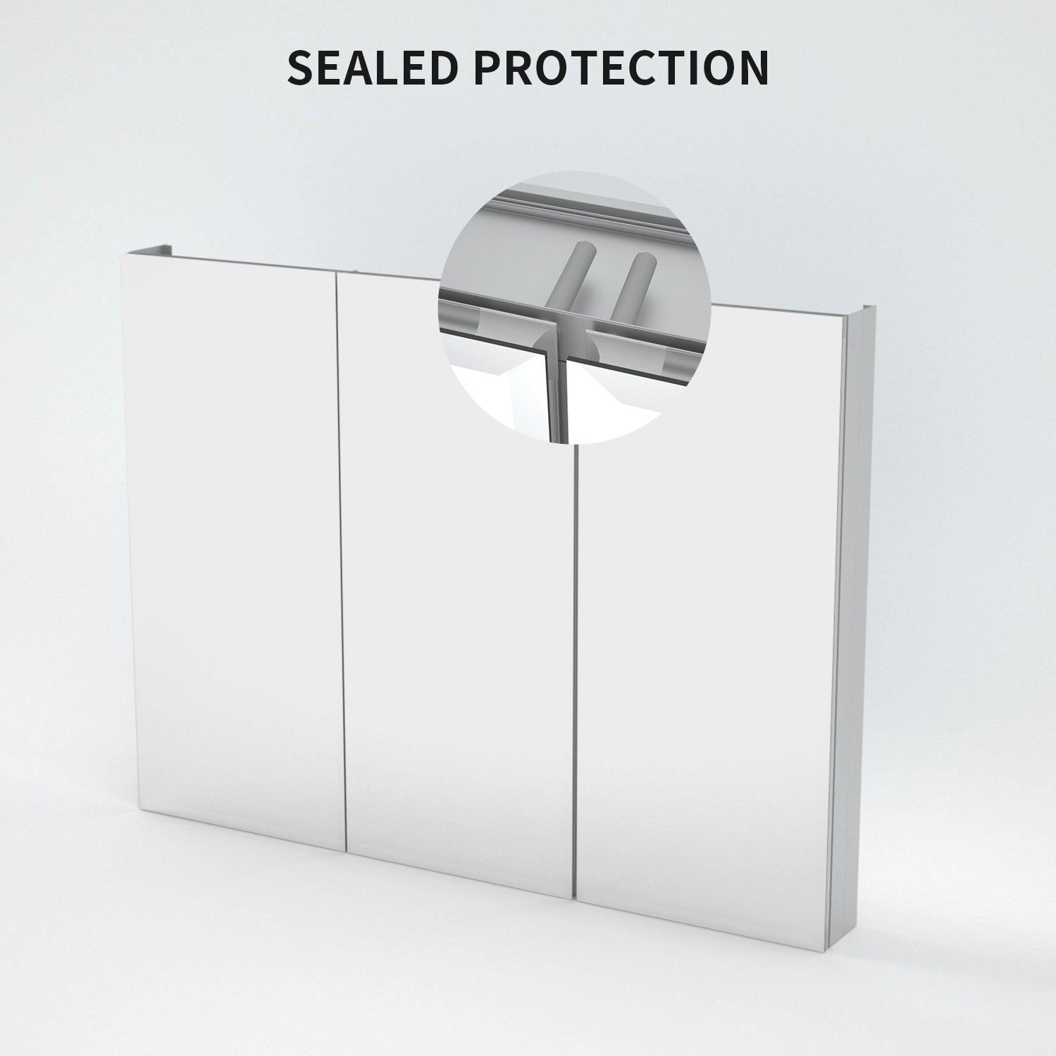 TaiMei 48 in. x 36 in. Frameless Recessed or Surface-Mount Beveled Triple Mirror Bathroom Medicine Cabinet