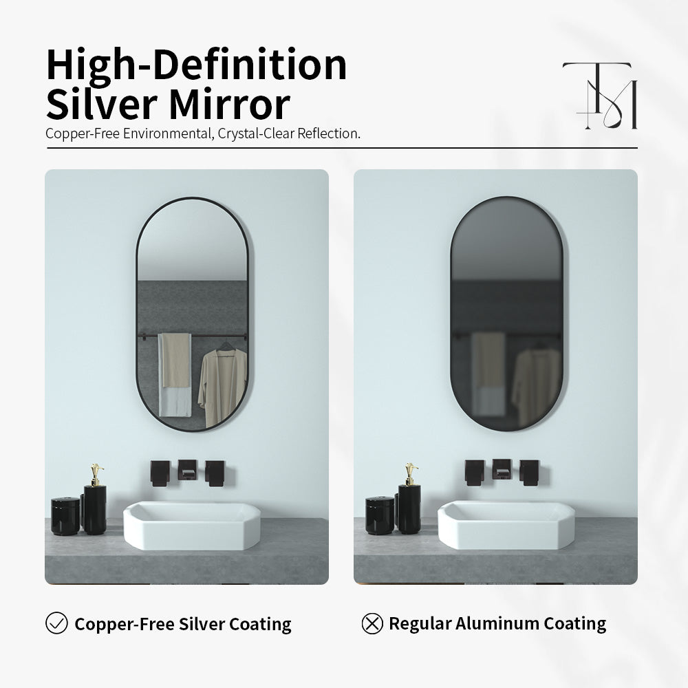 TaiMei 18 in. W x 36 in. H Vertical / Horizontal Oval Framed Wall Bathroom Mirror