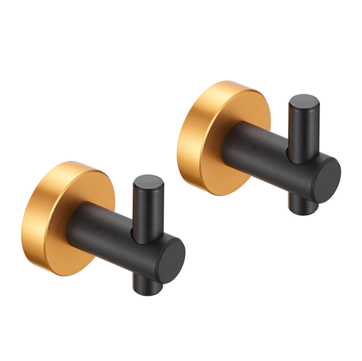 2-Pieces Wall Mounted J-Hook Thicken Space Aluminum Round Bathroom Robe/Towel Hook