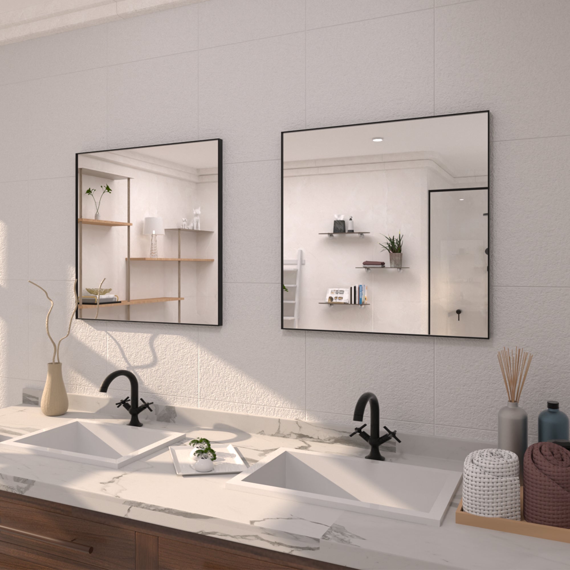 TaiMei 30 in. W x 30 in. H Rectangular Framed Bathroom Vanity Mirror