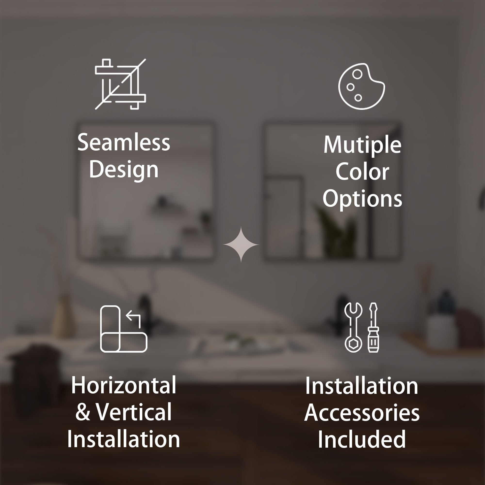 TaiMei 30 in. W x 30 in. H Rectangular Framed Bathroom Vanity Mirror