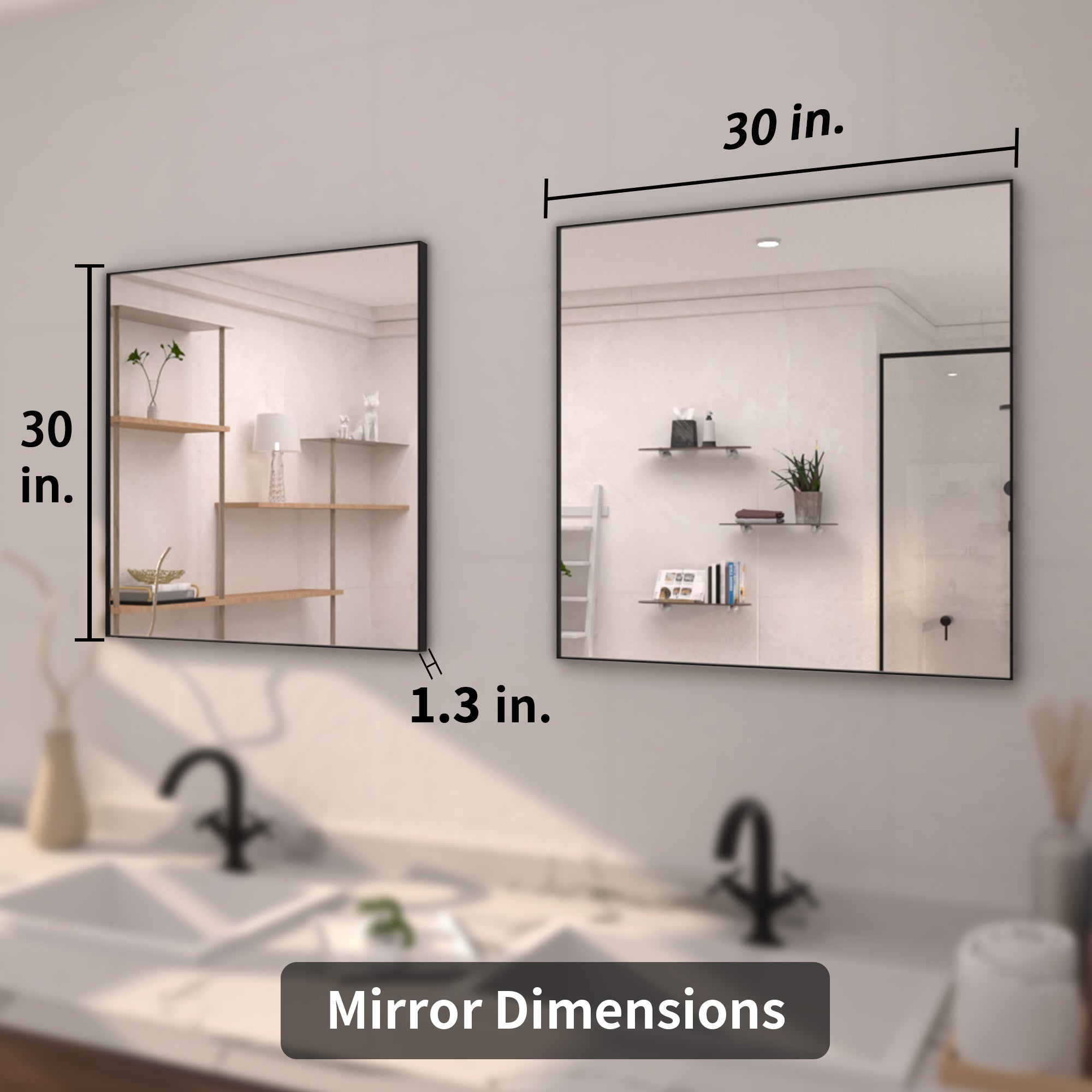 TaiMei 30 in. W x 30 in. H Rectangular Framed Bathroom Vanity Mirror