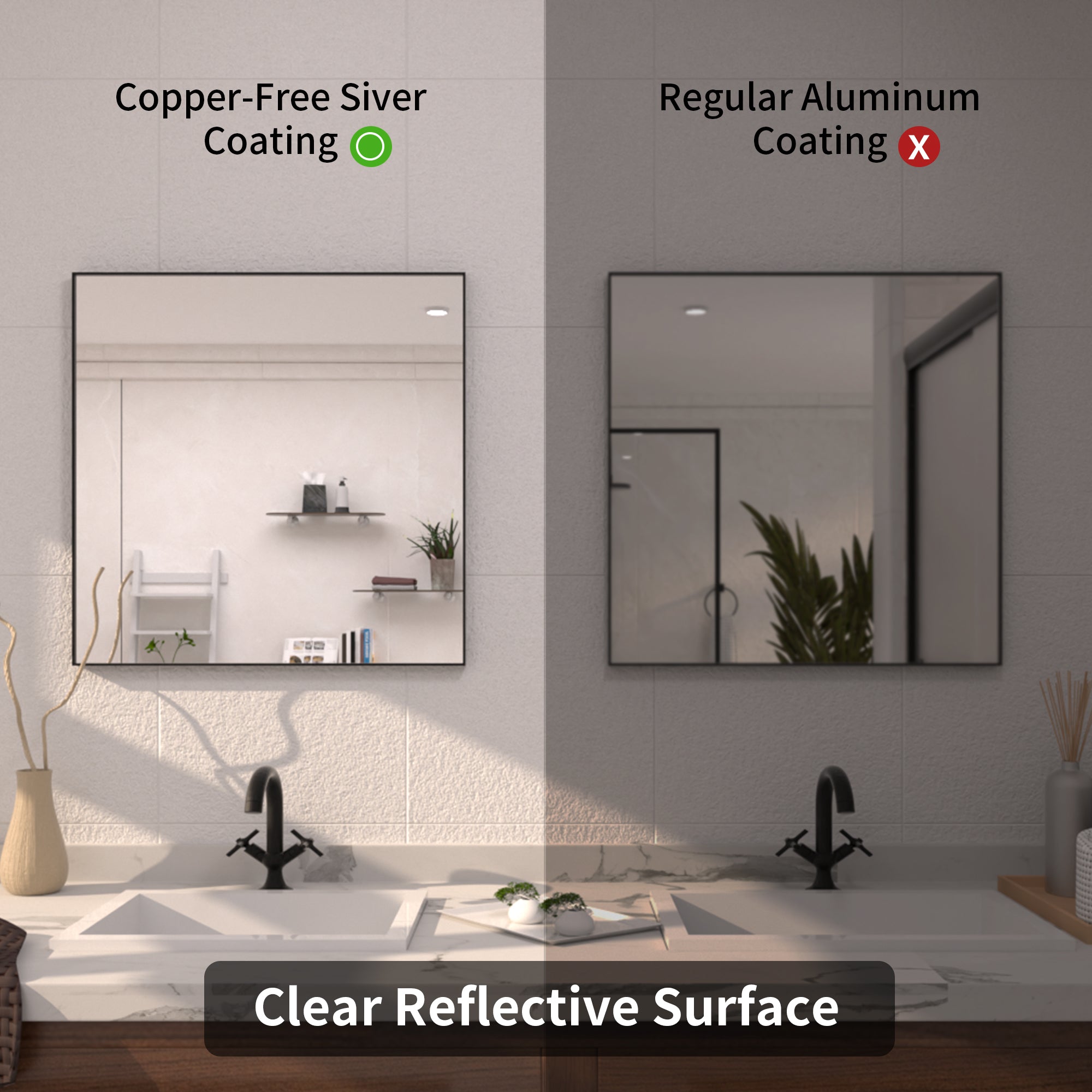 TaiMei 30 in. W x 30 in. H Rectangular Framed Bathroom Vanity Mirror