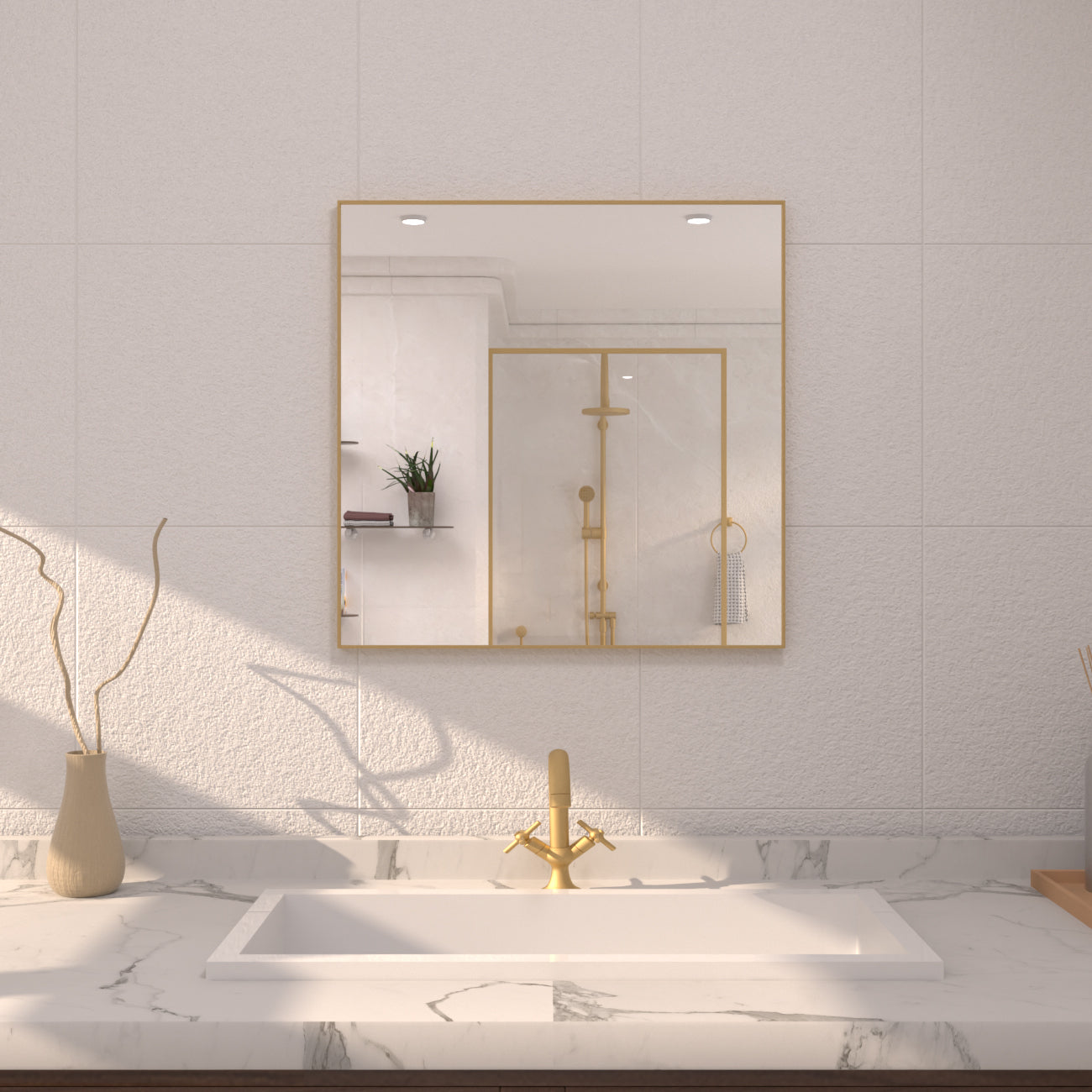 TaiMei 30 in. W x 30 in. H Rectangular Framed Bathroom Vanity Mirror