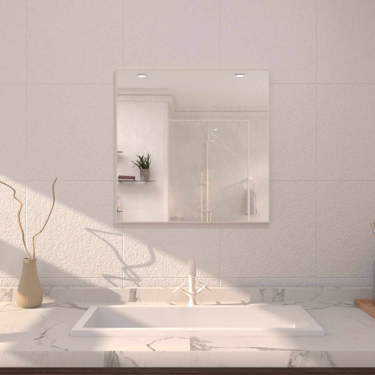 TaiMei 30 in. W x 30 in. H Rectangular Framed Bathroom Vanity Mirror