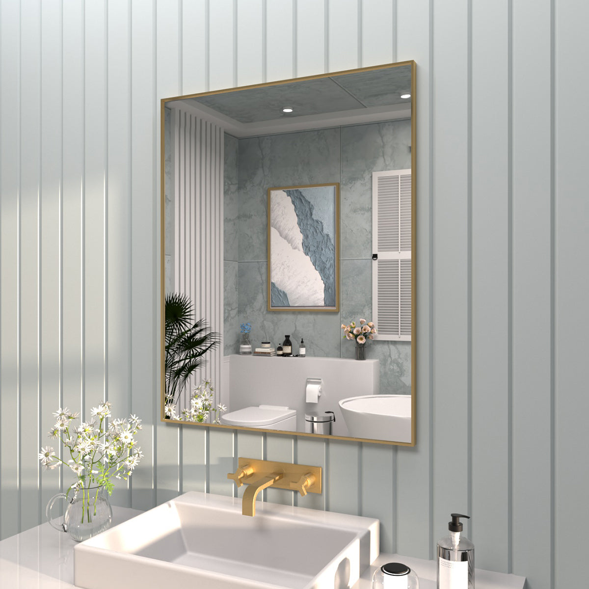 Tydex 24 in. W x 30 in. H Rectangular Framed Wall Bathroom Vanity Mirror