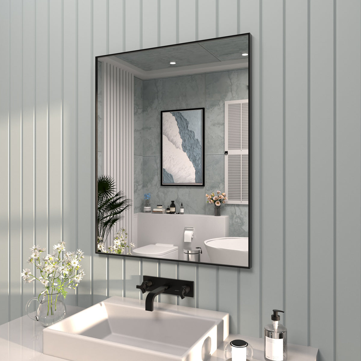 Tydex 24 in. W x 30 in. H Rectangular Framed Wall Bathroom Vanity Mirror