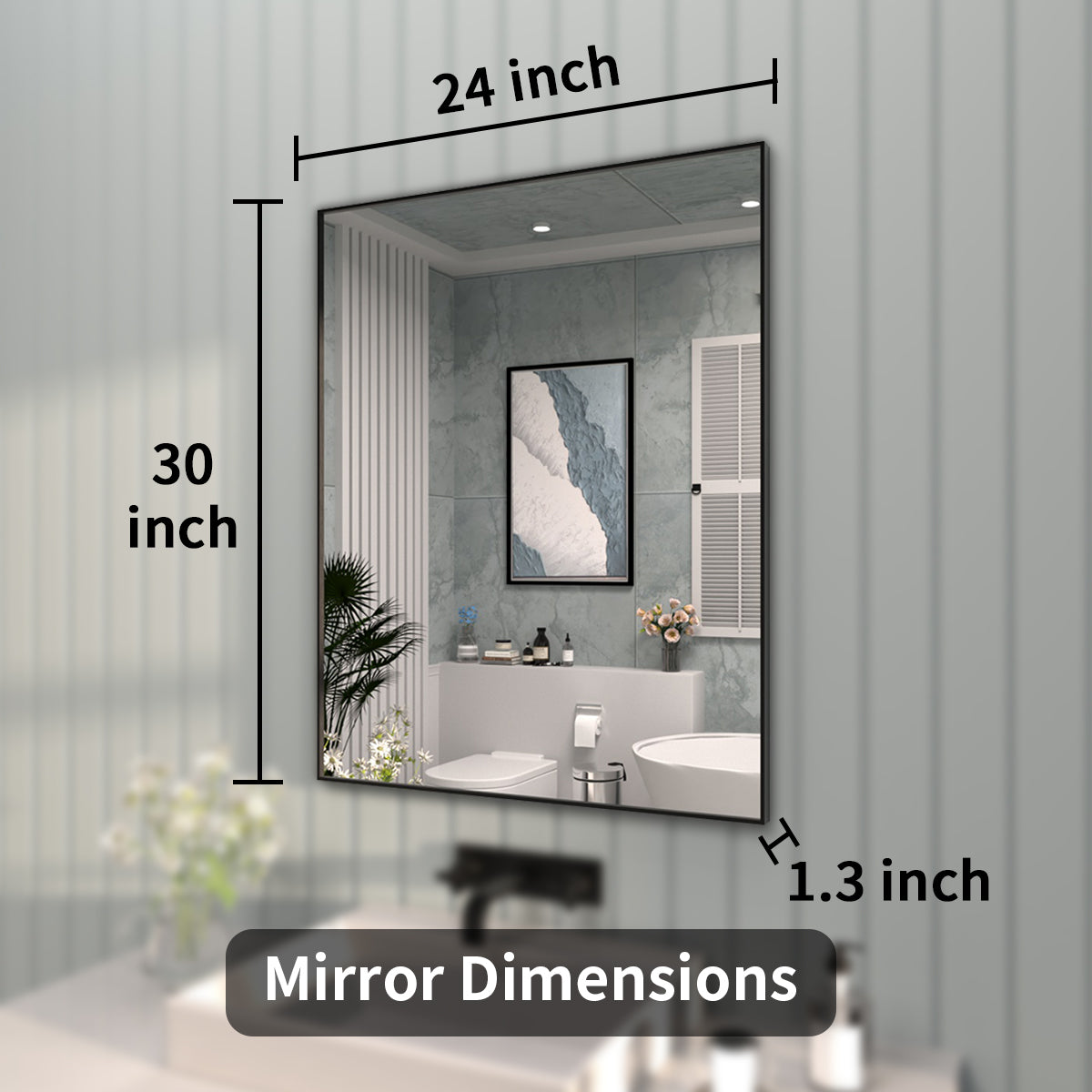 Tydex 24 in. W x 30 in. H Rectangular Framed Wall Bathroom Vanity Mirror