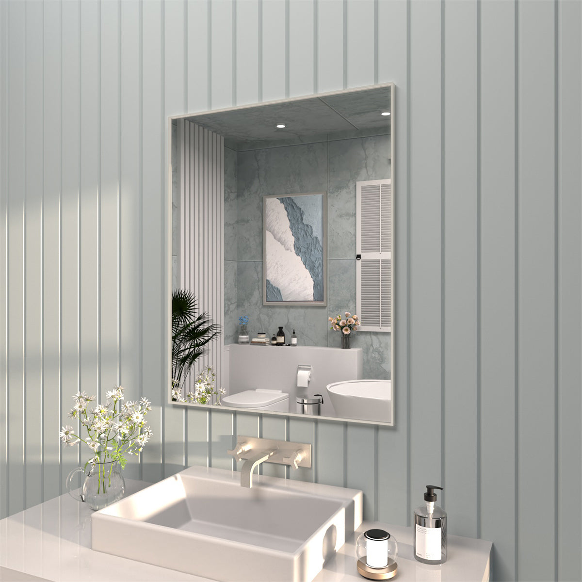 Tydex 24 in. W x 30 in. H Rectangular Framed Wall Bathroom Vanity Mirror