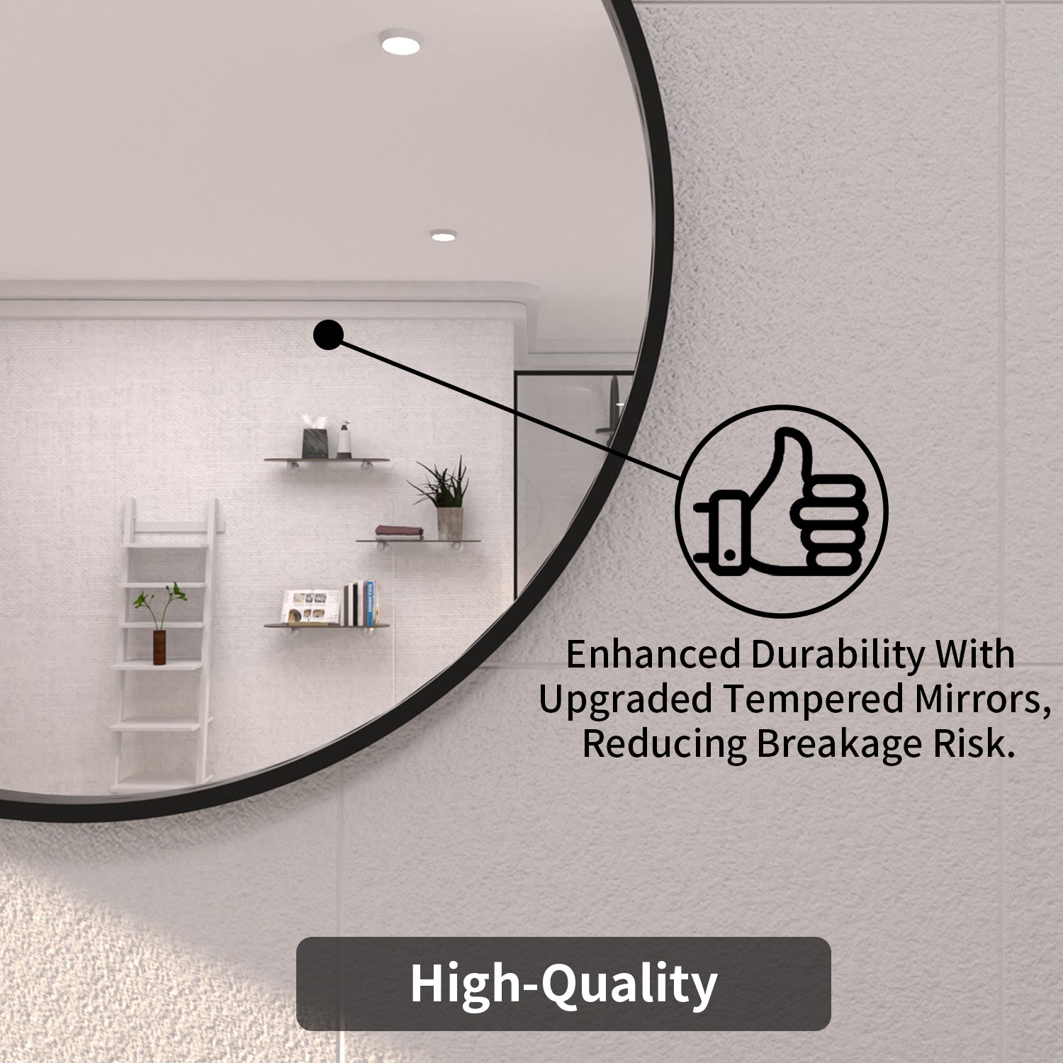 Tydex Round Framed Wall Bathroom Vanity Mirror in Matte Black