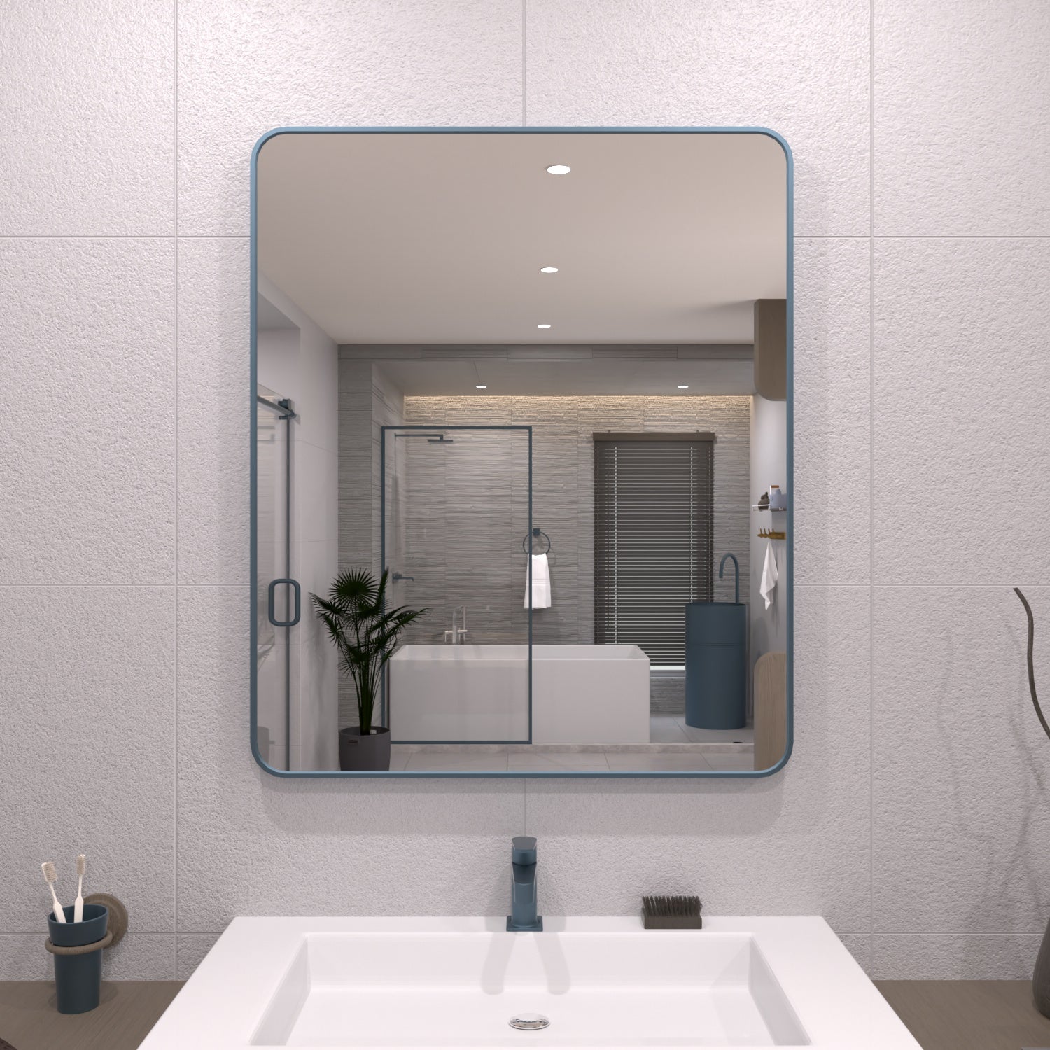 TaiMei 30 in. W x 36 in. H Vertical / Horizontal Rectangular Aluminum Framed Wall Mirror