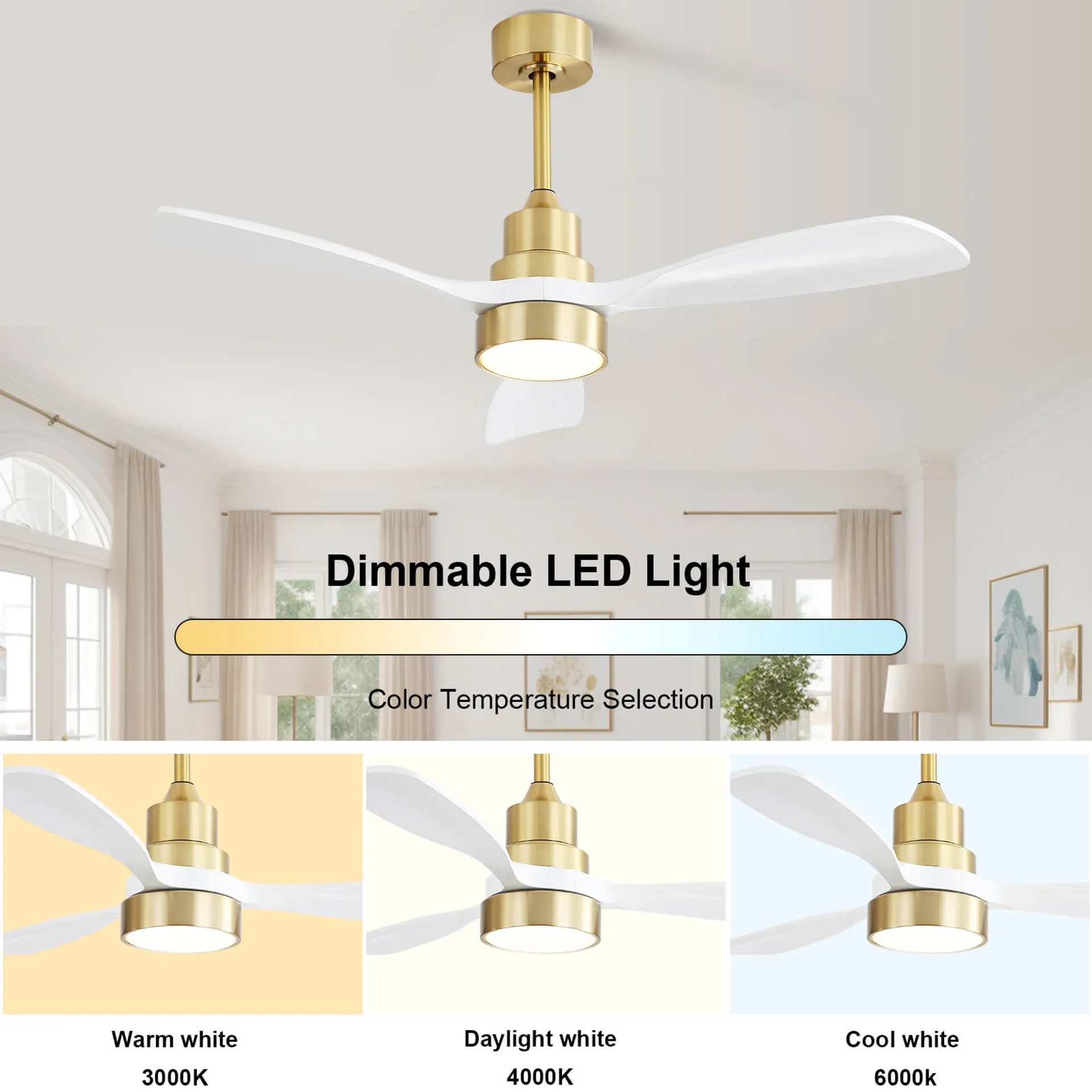 52 in. 5-Blade Indoor Farmhouse Ceiling Fan with Remote Control