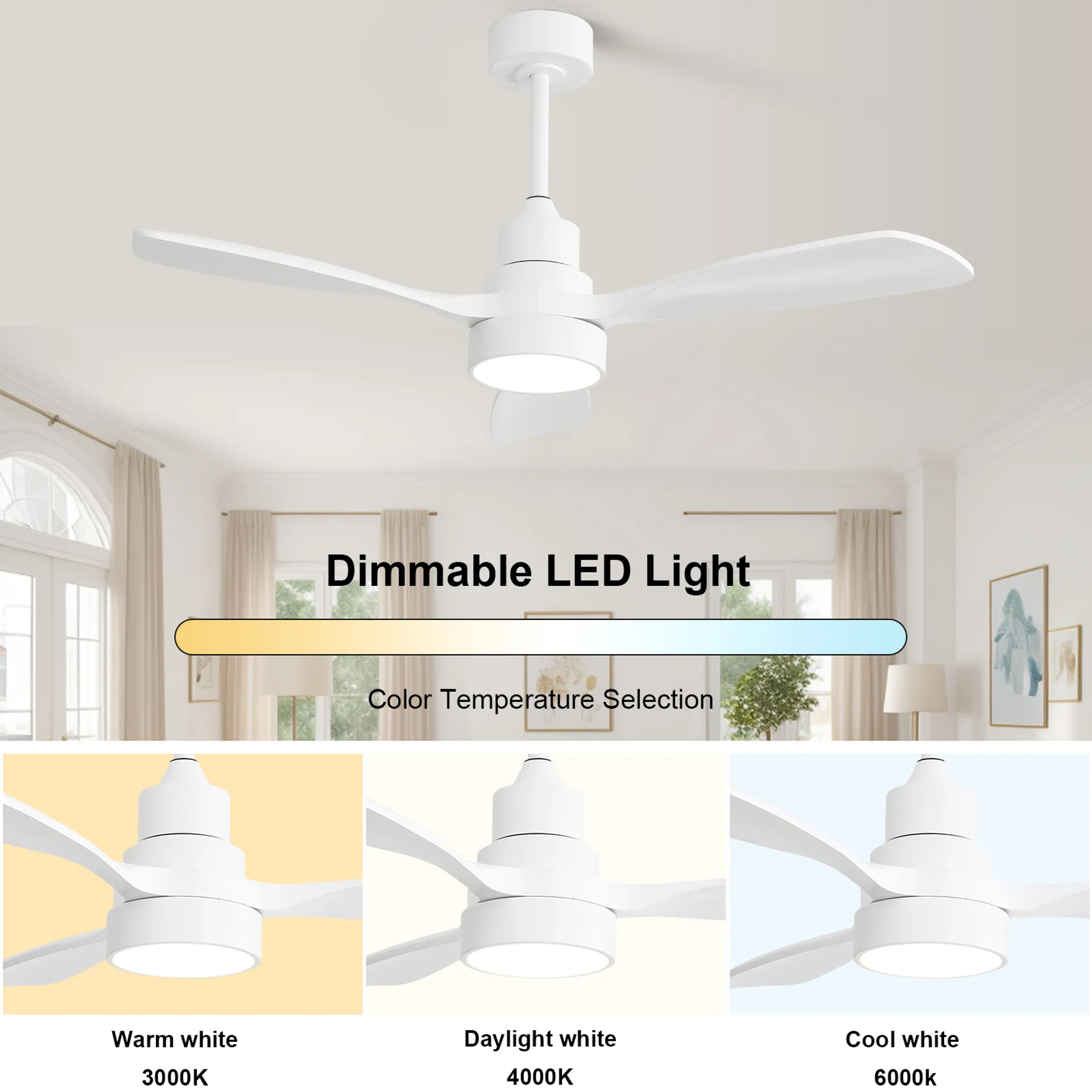 52 in. 5-Blade Indoor Farmhouse Ceiling Fan with Remote Control