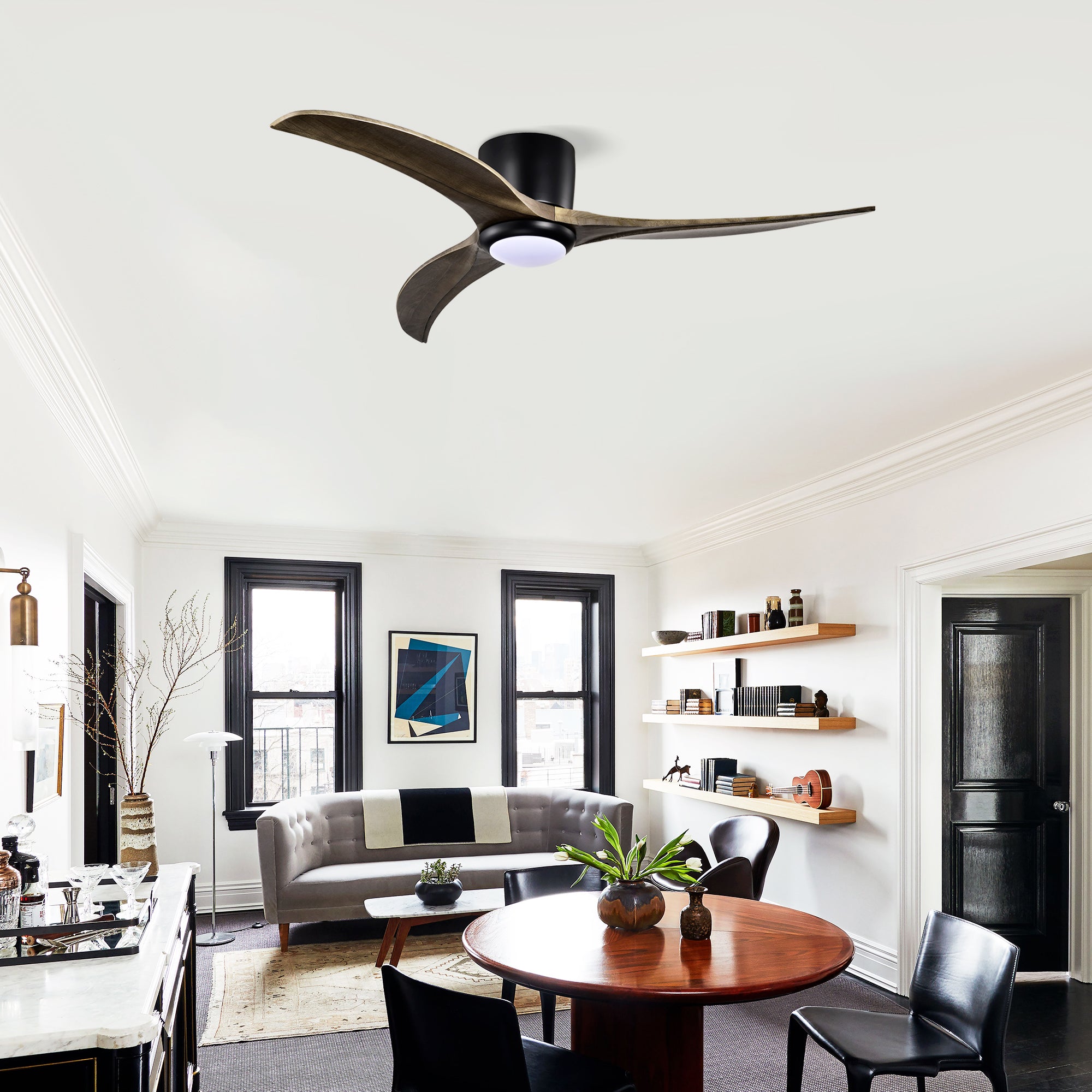 52 in. Indoor Downrod Mount Crystal Chandelier Ceiling Fan with Remote Control