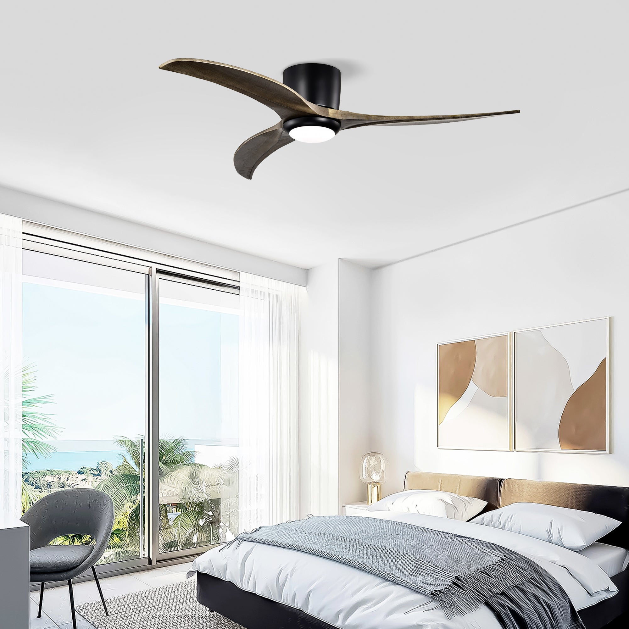 52 in. Indoor Downrod Mount Crystal Chandelier Ceiling Fan with Remote Control