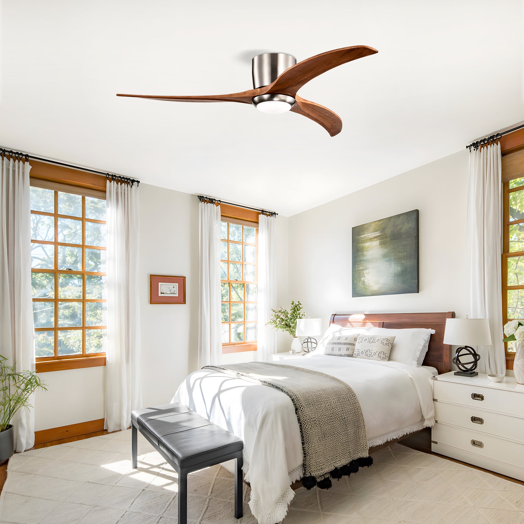 52 in. Indoor Downrod Mount Crystal Chandelier Ceiling Fan with Remote Control
