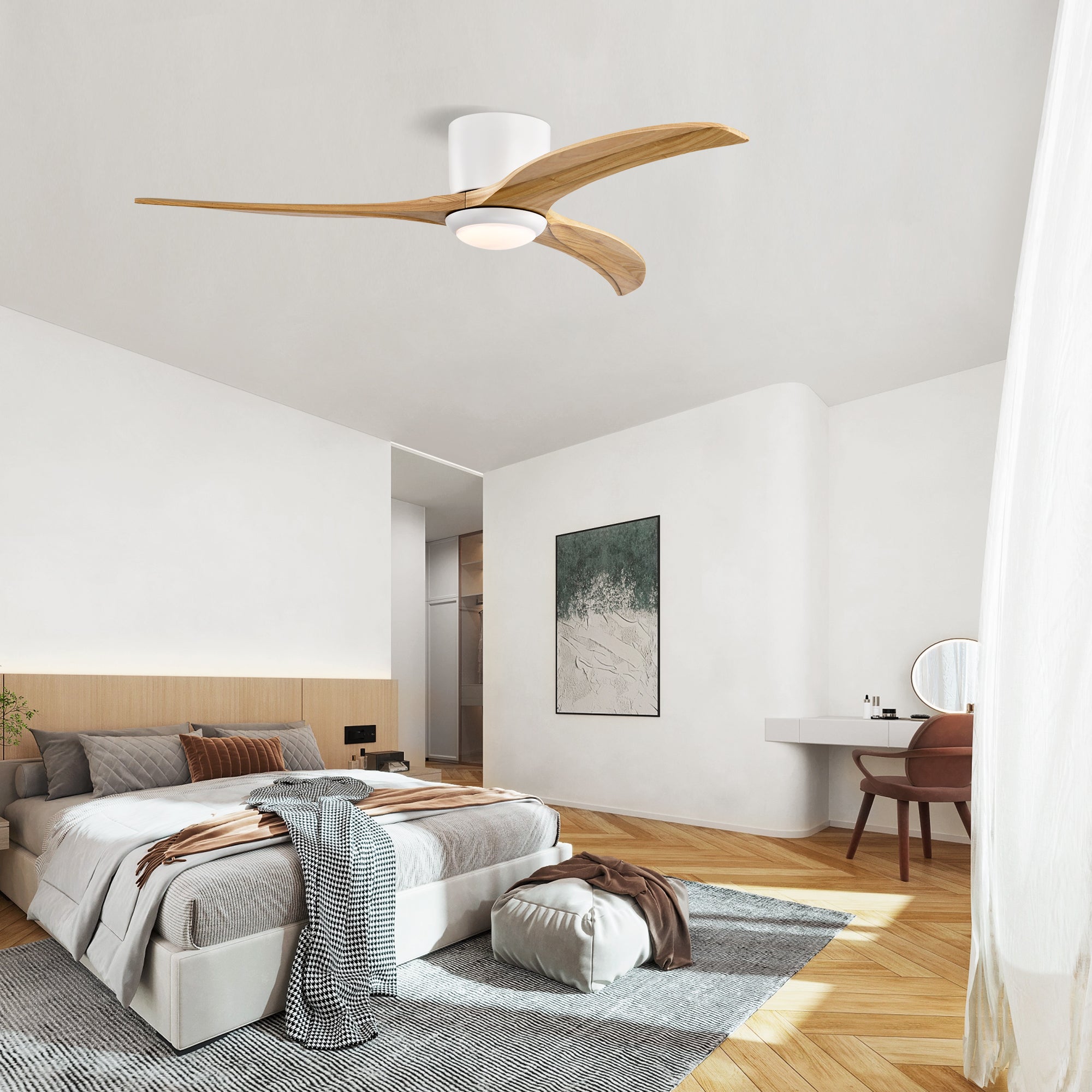52 in. Indoor Downrod Mount Crystal Chandelier Ceiling Fan with Remote Control