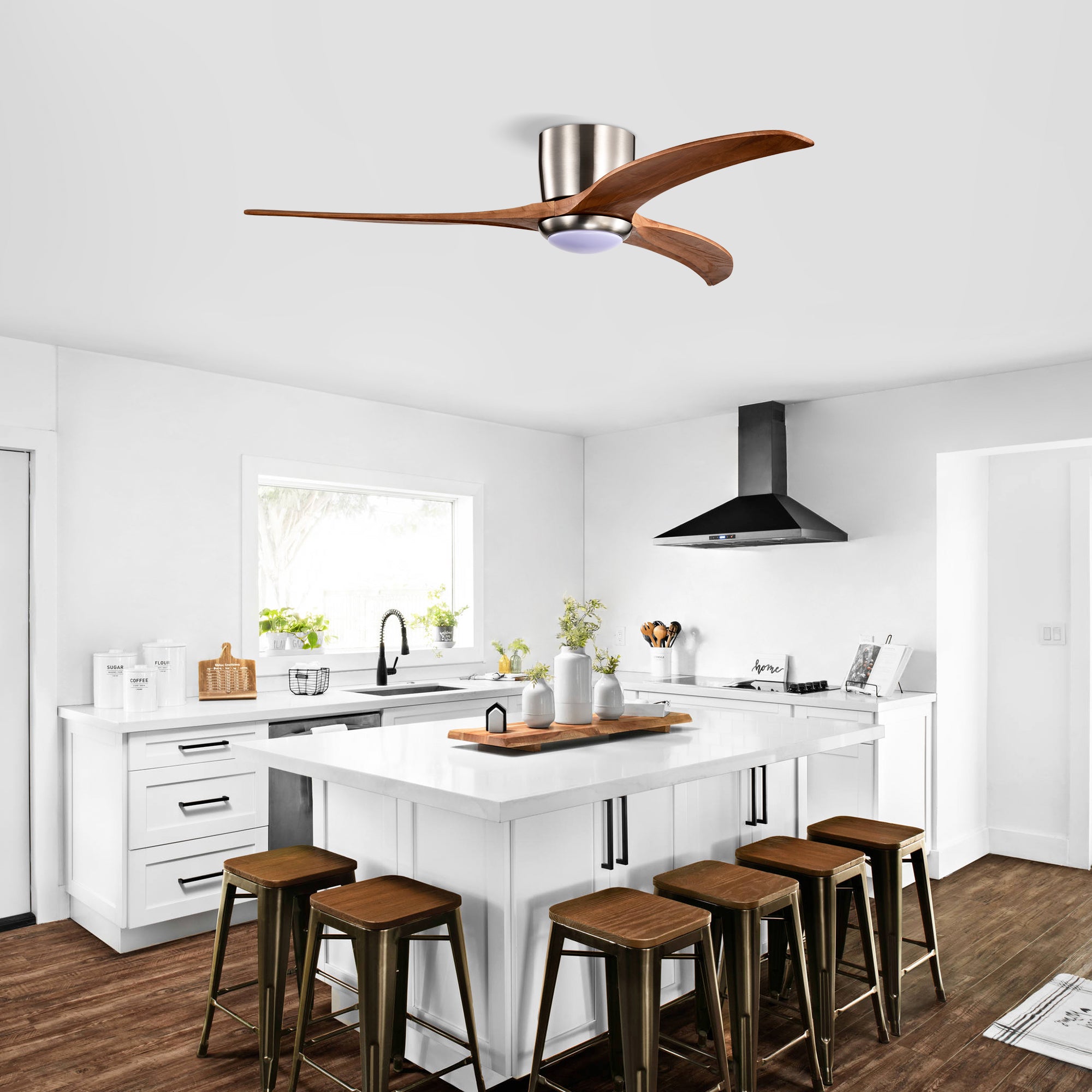 52 in. Indoor Downrod Mount Crystal Chandelier Ceiling Fan with Remote Control