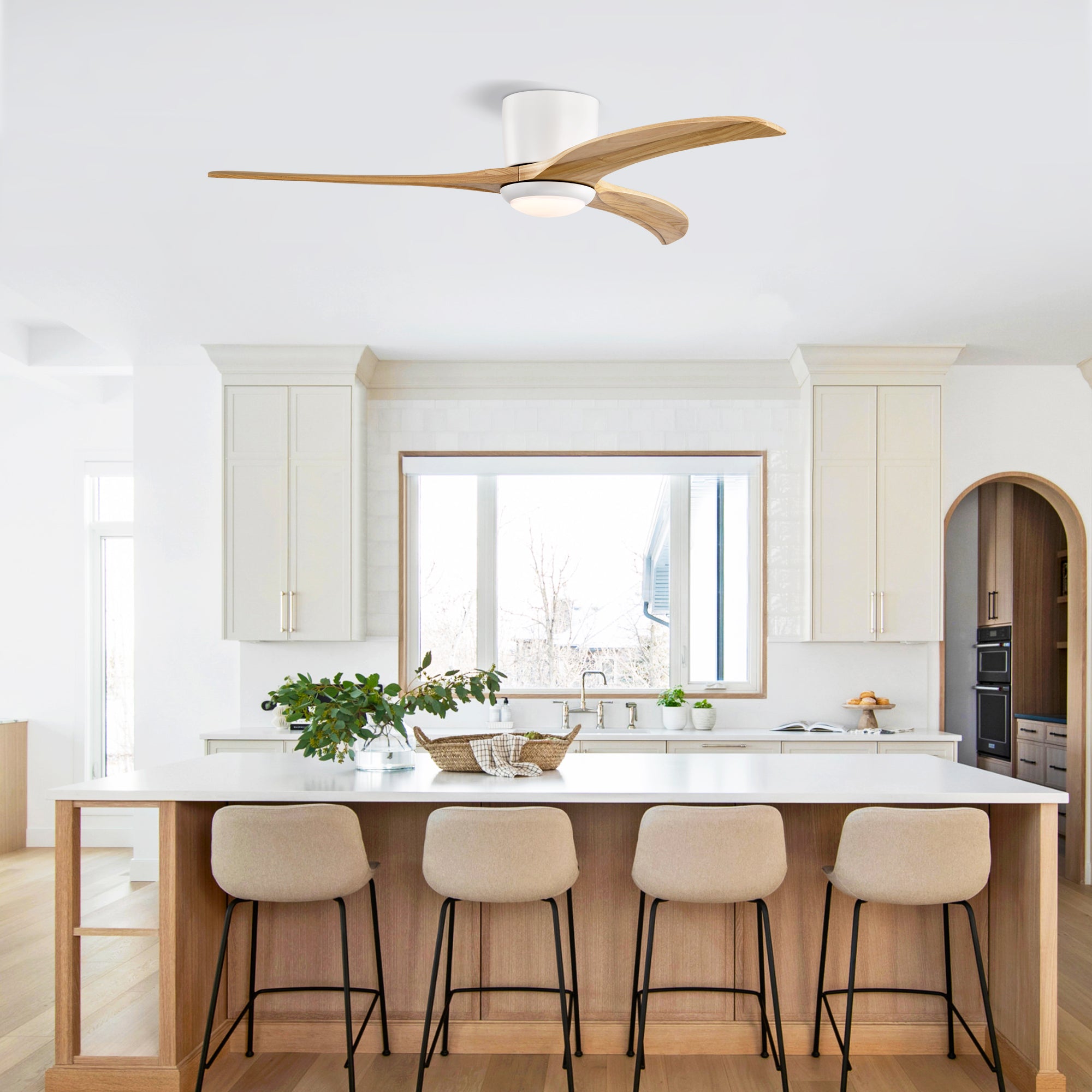 52 in. Indoor LED Ceiling Fan with Downrod, Reversible Motor, and Reversible Blades and Remote Control