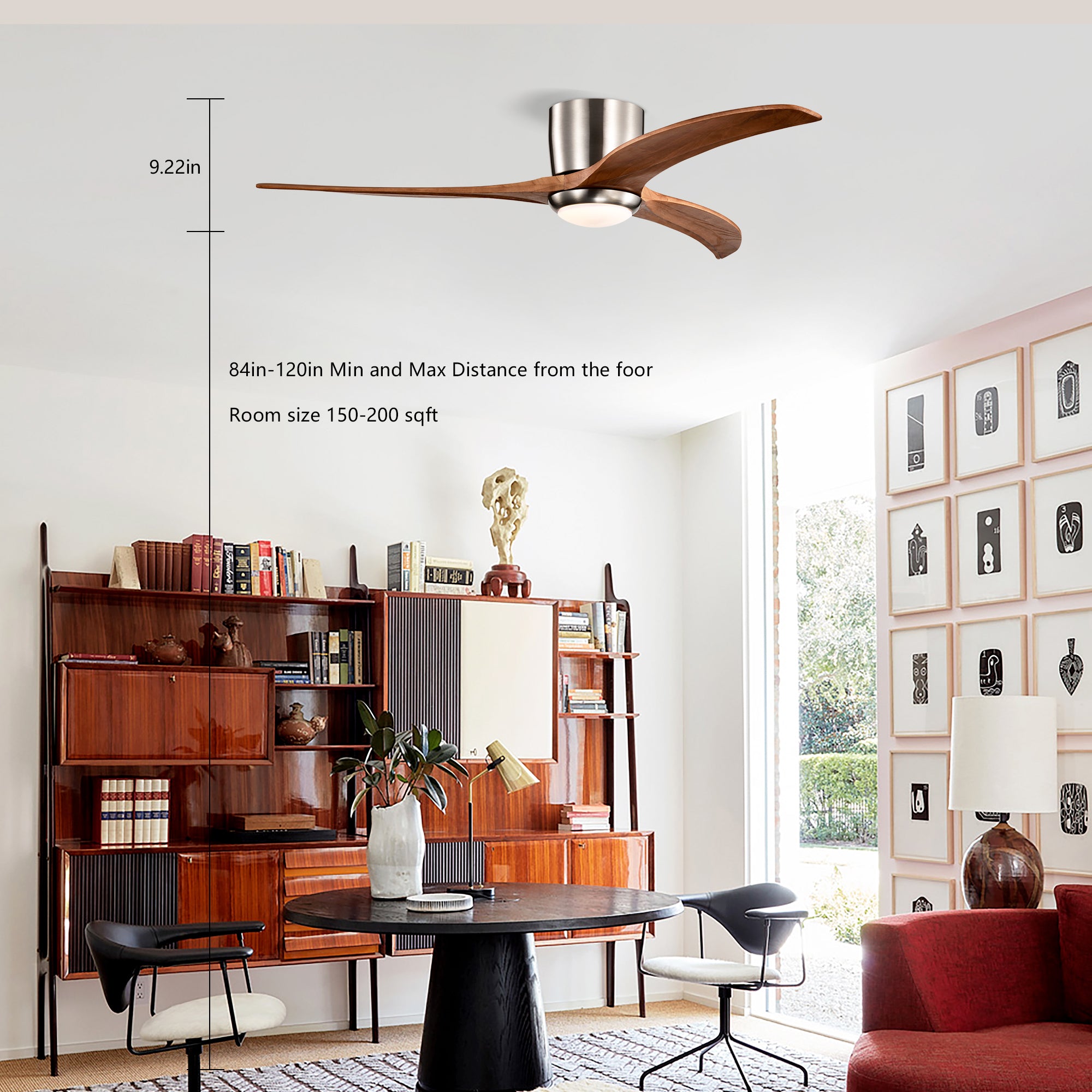 52 in. Indoor Downrod Mount Crystal Chandelier Ceiling Fan with Remote Control