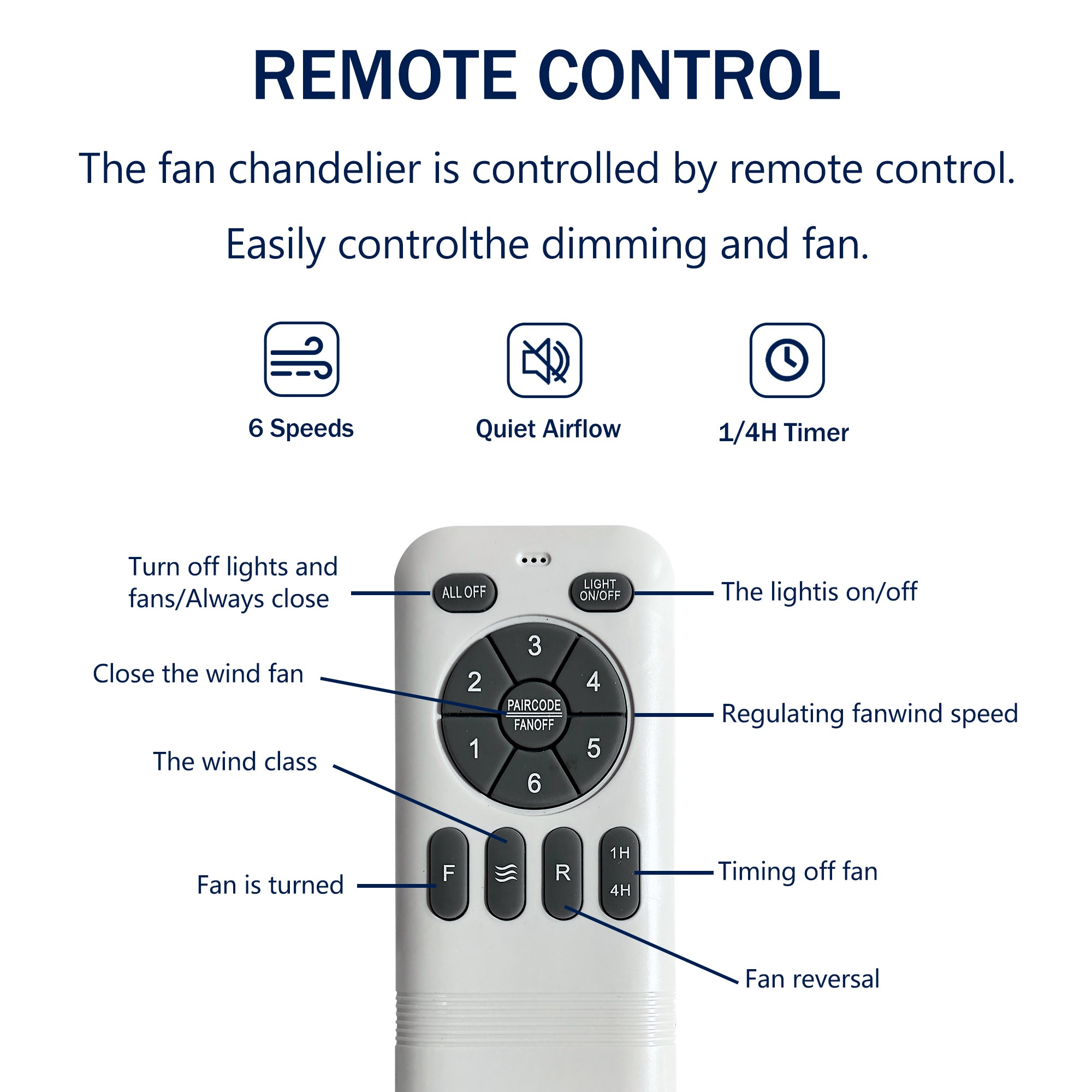 52 in. Indoor Downrod Mount Crystal Chandelier Ceiling Fan with Remote Control