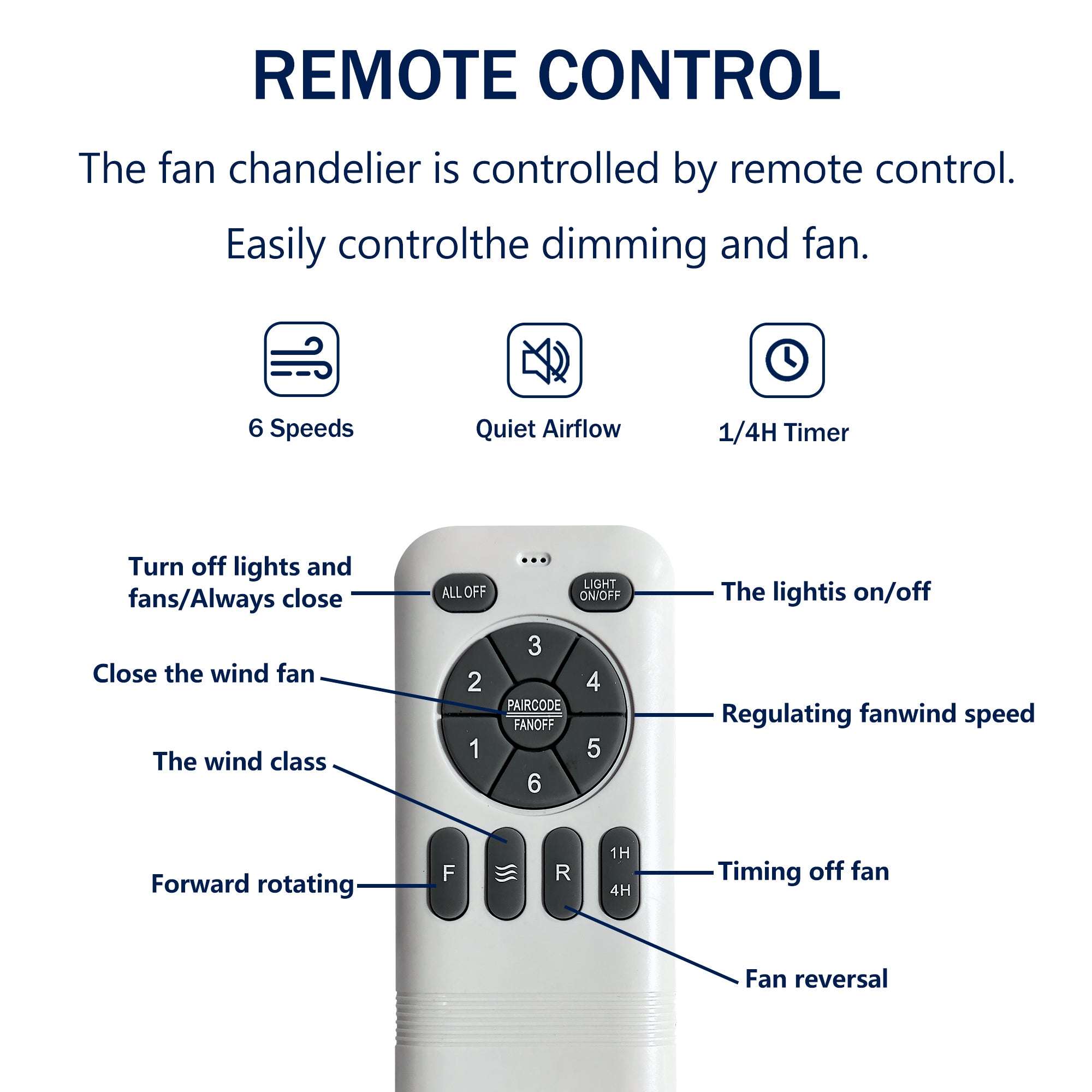 52 in. Indoor Downrod Mount Crystal Chandelier Ceiling Fan with Remote Control