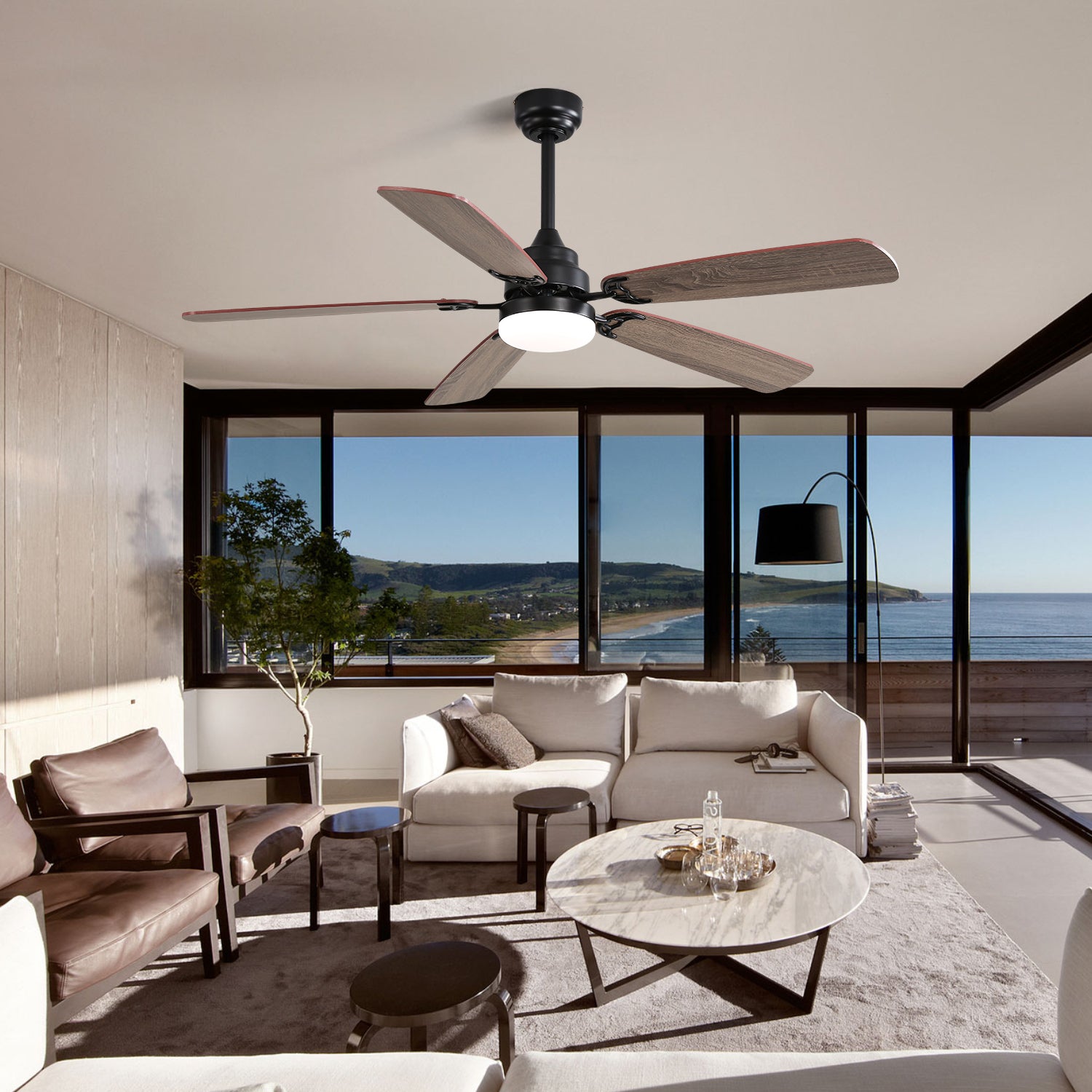 52 in. Indoor Reversible AC Motor Crystal Chandelier Ceiling Fan with Light and Remote Control