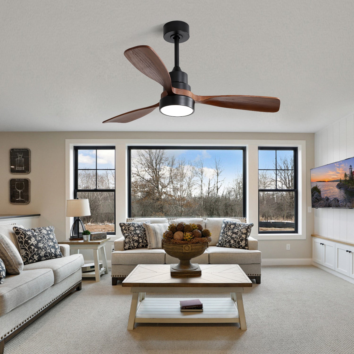 52 in. 5-Blade Indoor Farmhouse Ceiling Fan with Remote Control