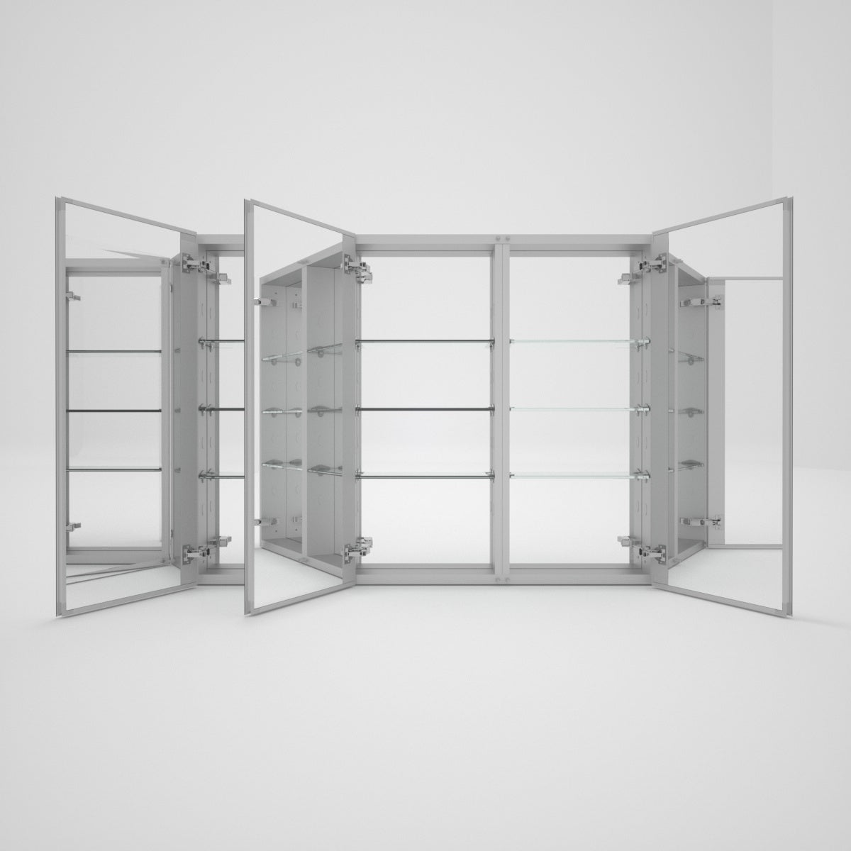 48 in. x 36 in. Frameless Recessed or Surface-Mount Beveled Triple Mirrors Bathroom Medicine Cabinet